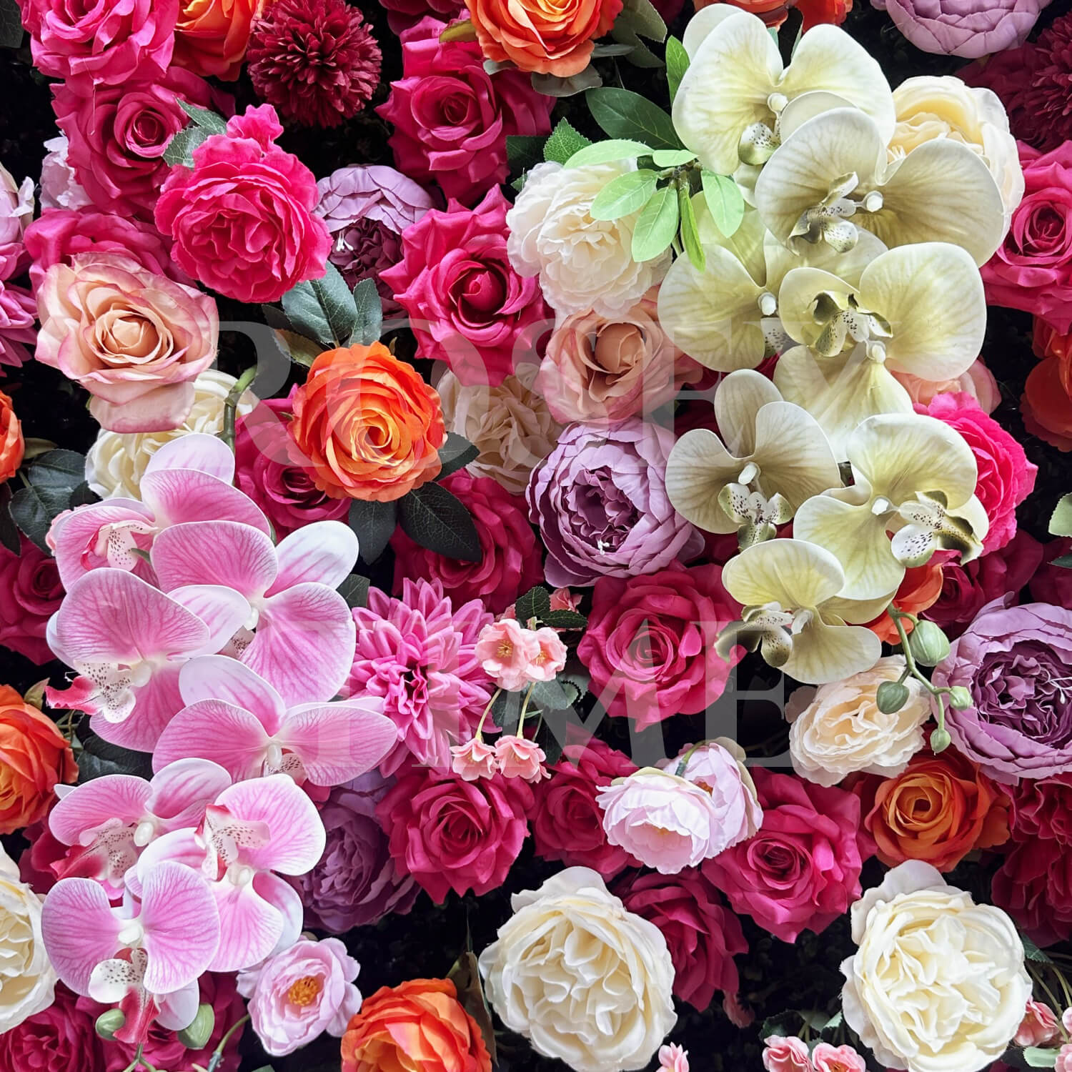 B1-sale: 5D Orange&Hot Pink Flower Wall Roll Up Fabric Back #RTW319