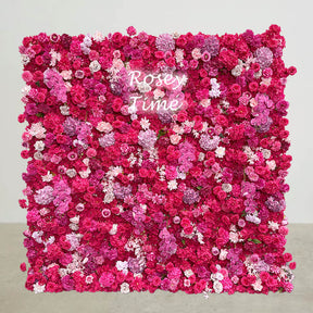 Roseytime 5D Hot Pink Flower Wall Roll Up Fabric Back #RTW048