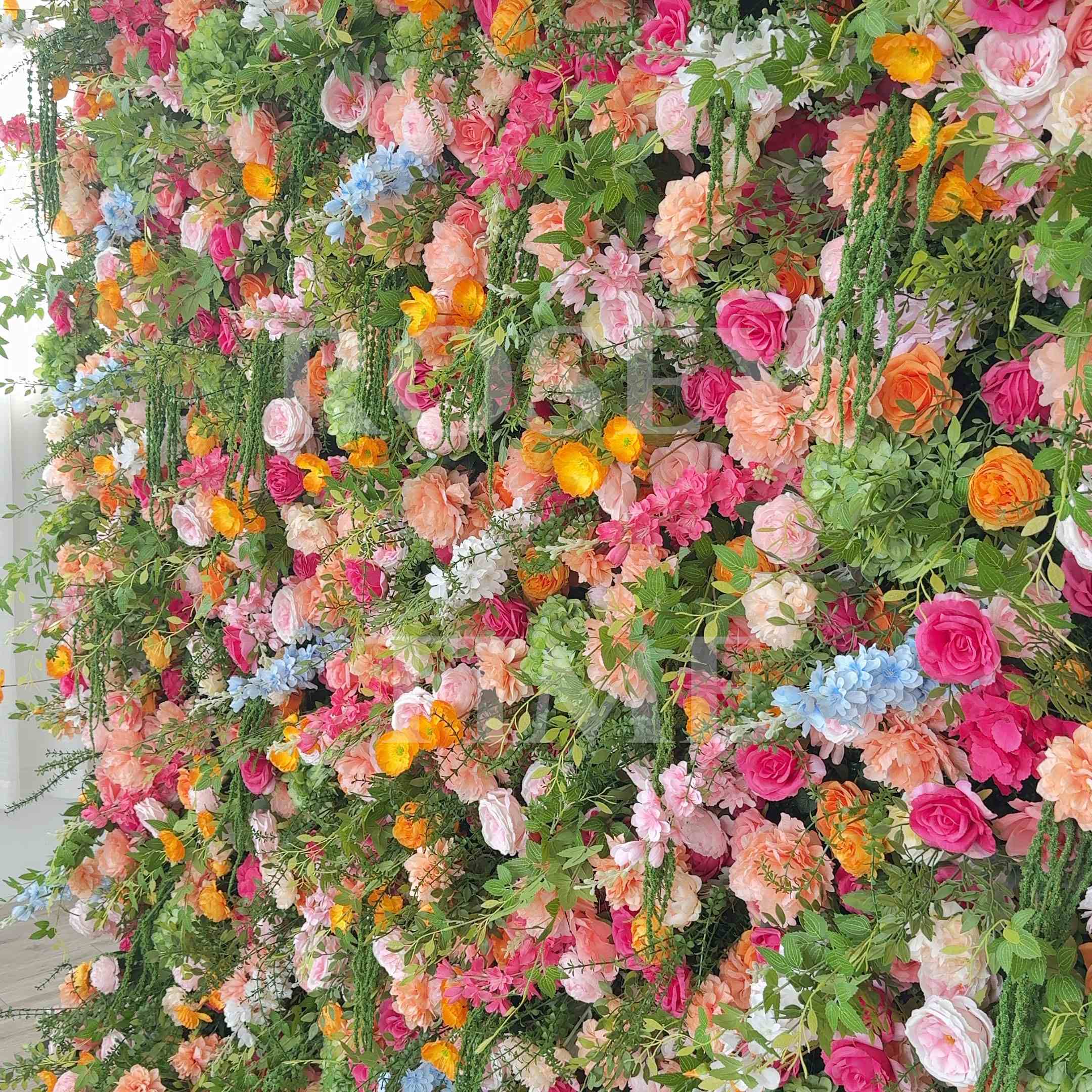 Roseytime 5D Lush Frenzy Flower Wall Roll Up Fabric Back #RTW188