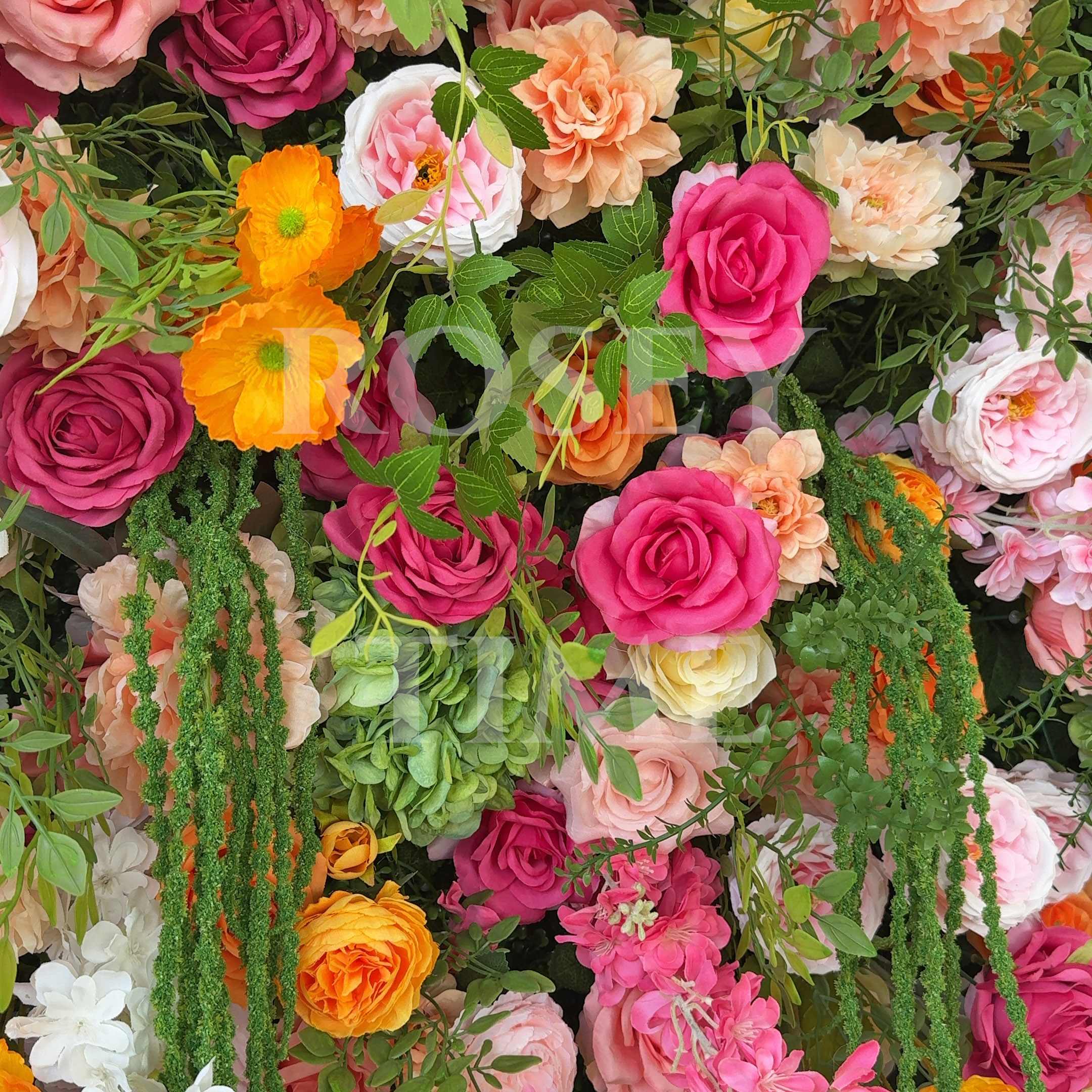 Roseytime 5D Lush Frenzy Flower Wall Roll Up Fabric Back #RTW188