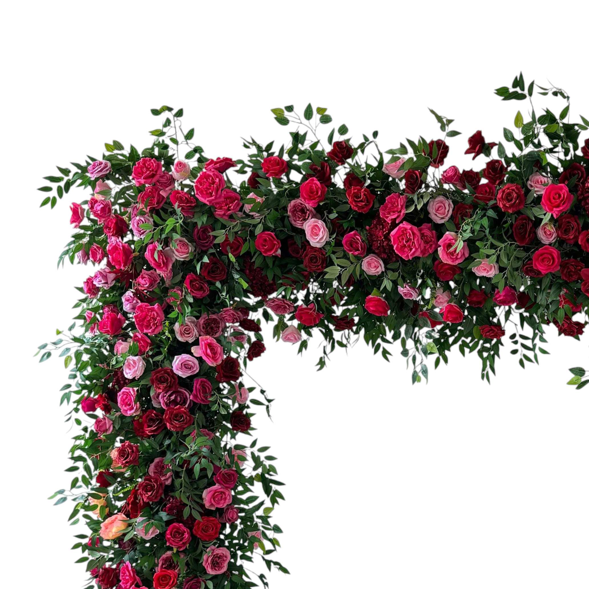 Roseytime Hot Pink&Red Square Flower Arch Fabric Back#RTA356
