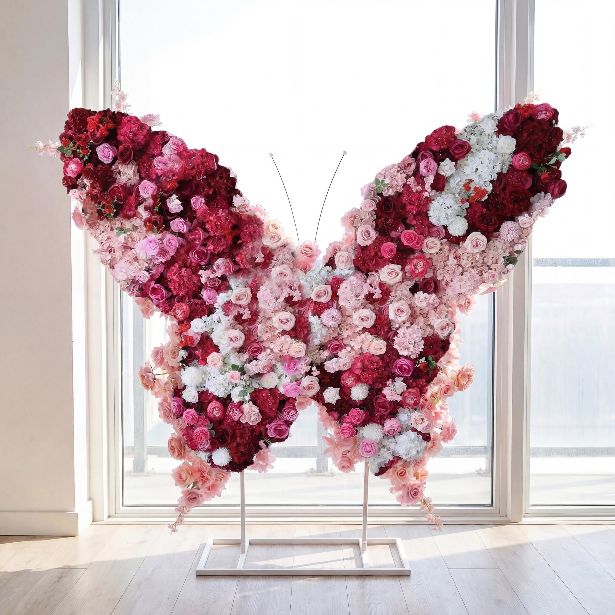 Roseytime Hot Pink Butterfly Flower Wall Roll Up Fabric Back #RTW426