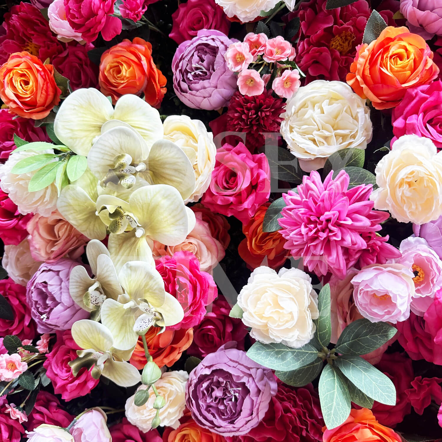 B1-sale: 5D Orange&Hot Pink Flower Wall Roll Up Fabric Back #RTW319