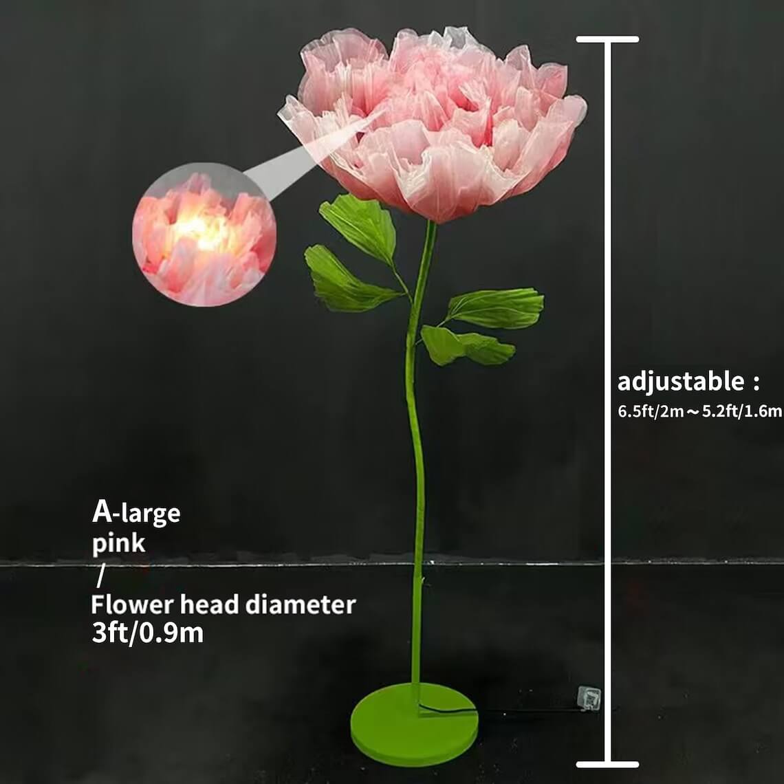 Roseytime Giant Organza Flower LED No-Electric /Electric Automatic Opening and Closing