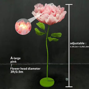 Roseytime Giant Organza Flower LED No-Electric /Electric Automatic Opening and Closing