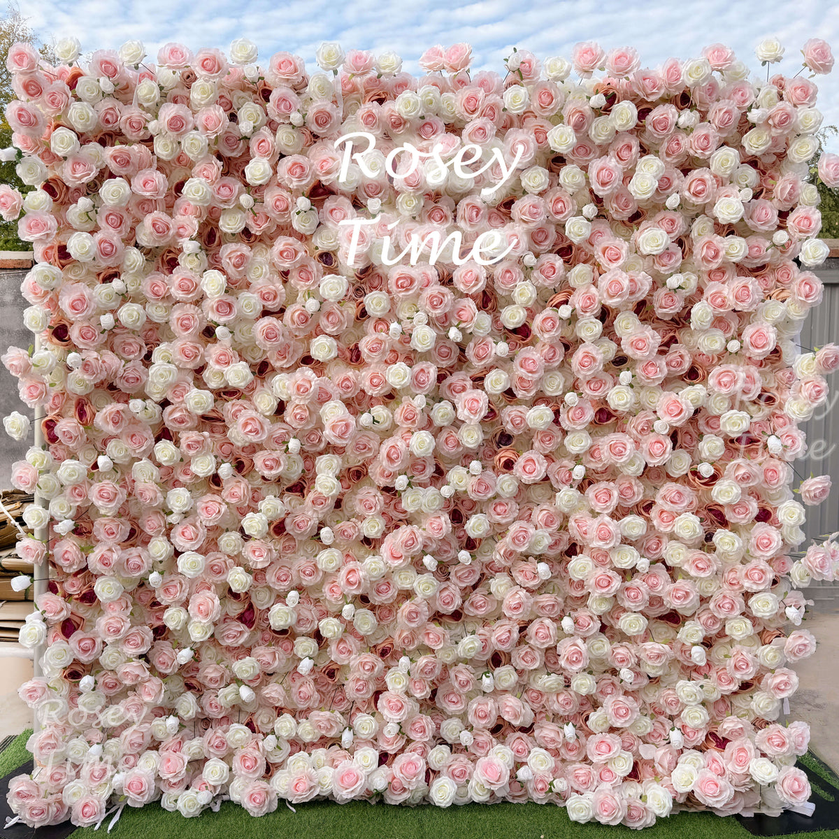 Roseytime 5D Pink Flower Wall Roll Up Fabric Back #RTW077