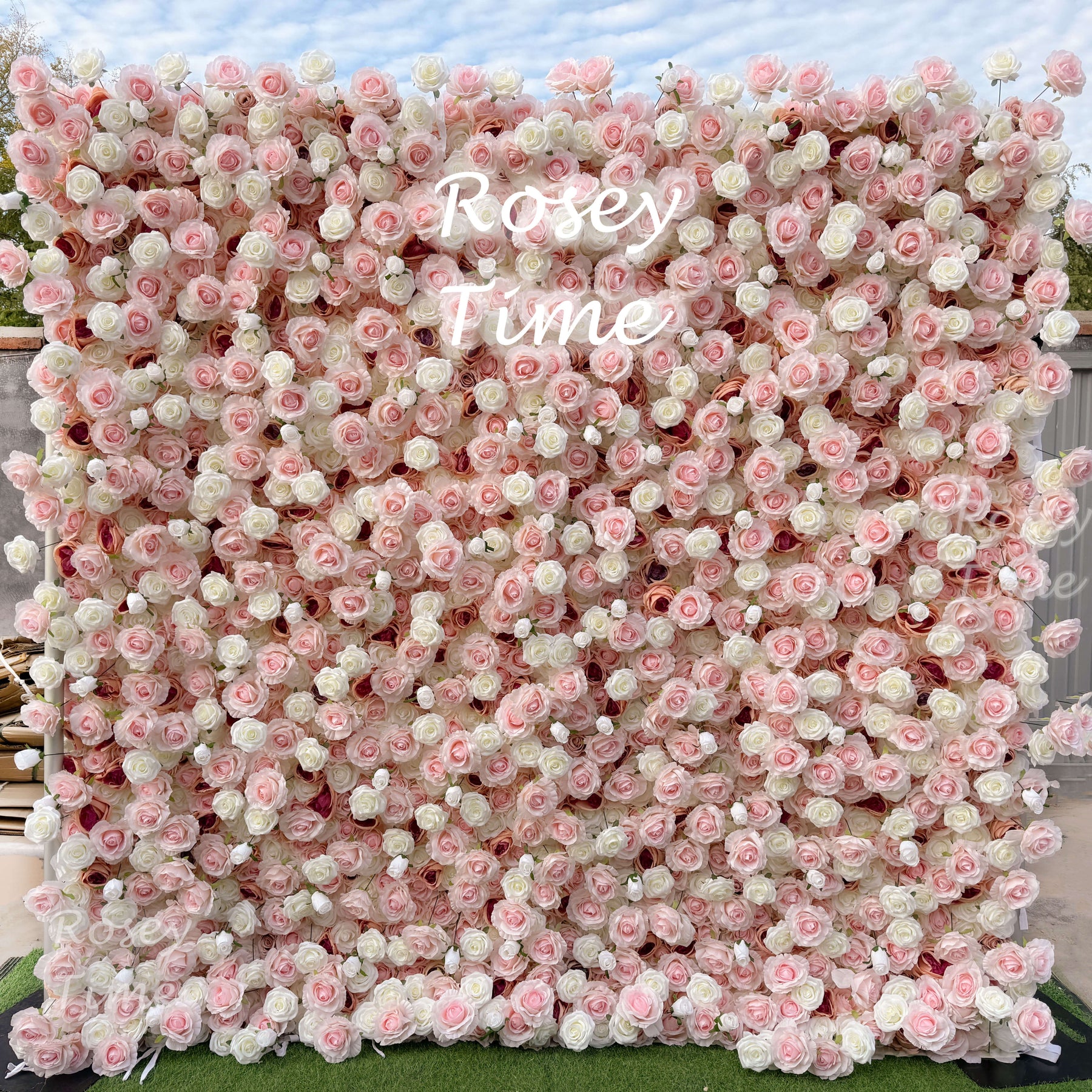 Roseytime 5D Pink Flower Wall Roll Up Fabric Back #RTW077