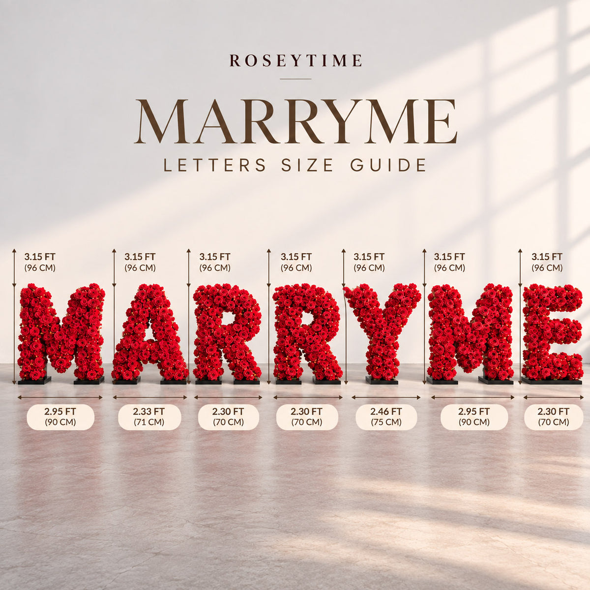 RoseyTime Red Rose MARRY ME Letters for Wedding, Proposal & Event Decor
