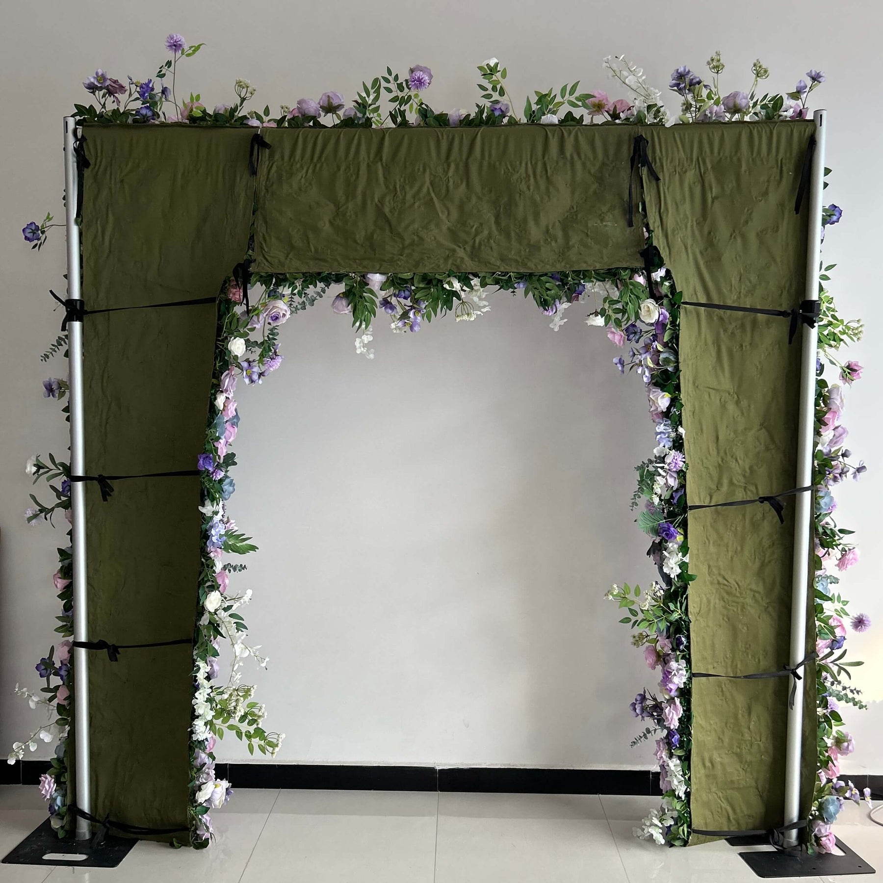 Roseytime Purple Square Flower Arch Fabric Back #RTA014