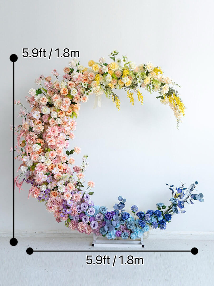 Roseytime Colorful Crescent Flowers Arch Fabric Back With Stand #RTA030