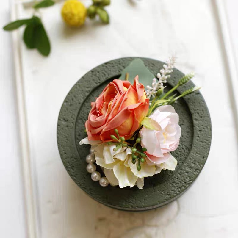 Roseytime Orange Wrist Corsage for Wedding RTWC015