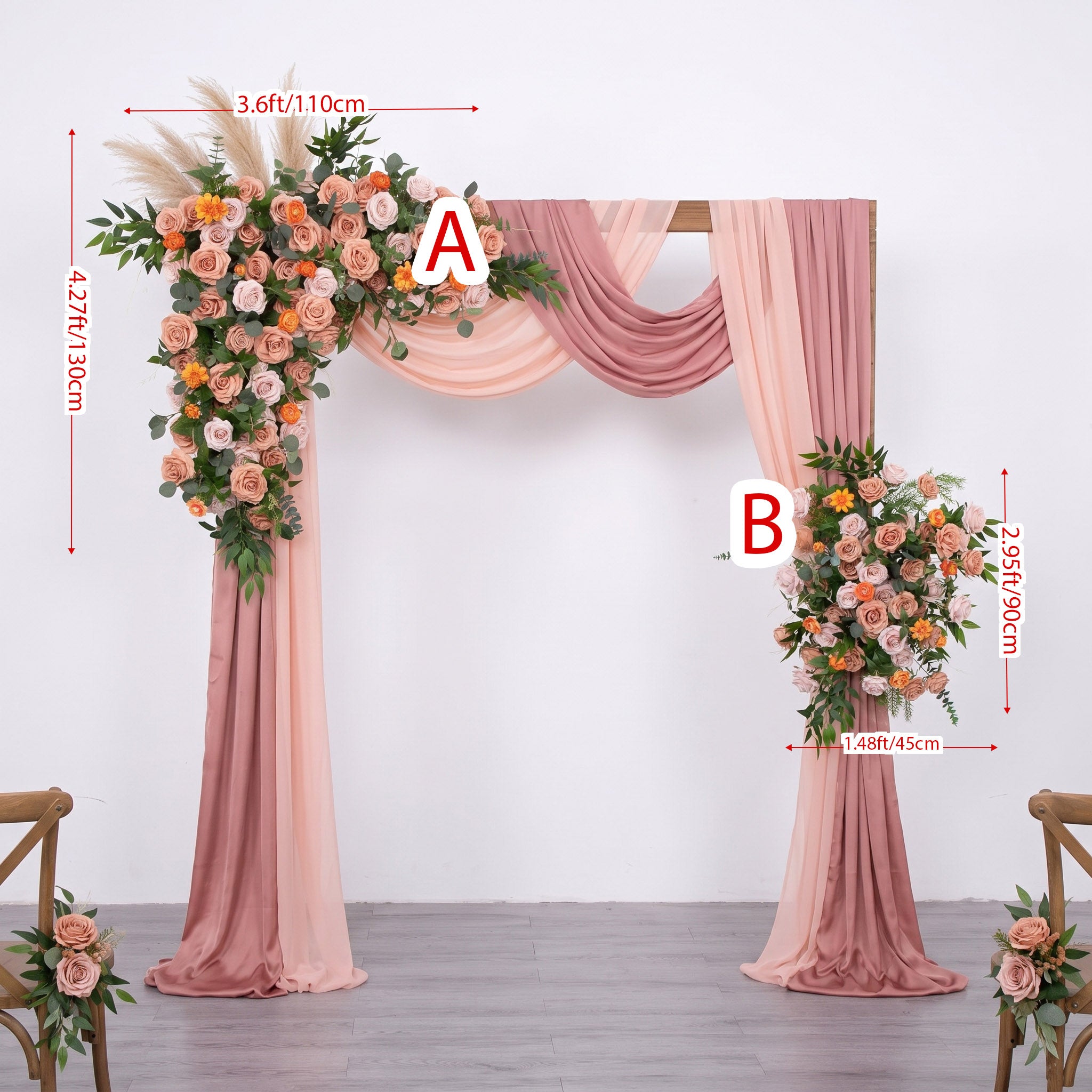Roseytime Orange Greenery Flower Set Flower Arch Arrangement #RTA037