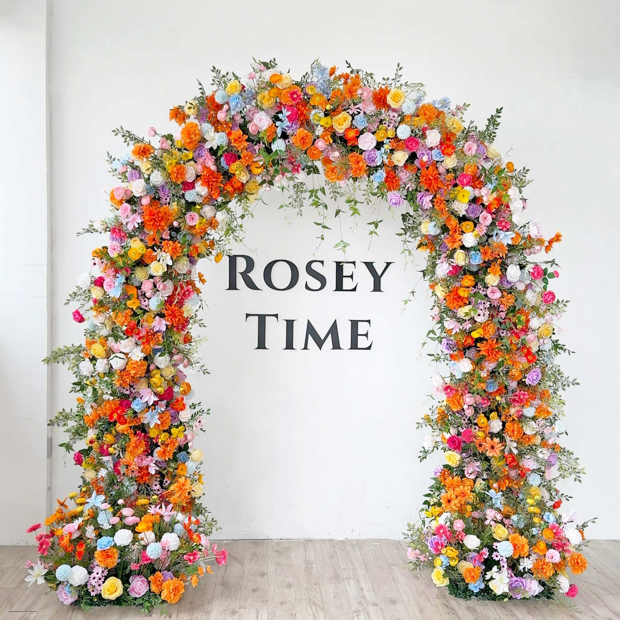 Roseytime Colorful Flower Round Arch With Frame #RTA023