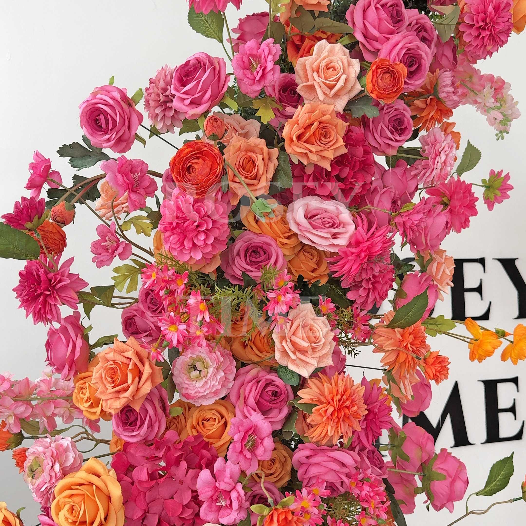 Roseytime Orange Flower Pillars Arch with Frame #RTP098