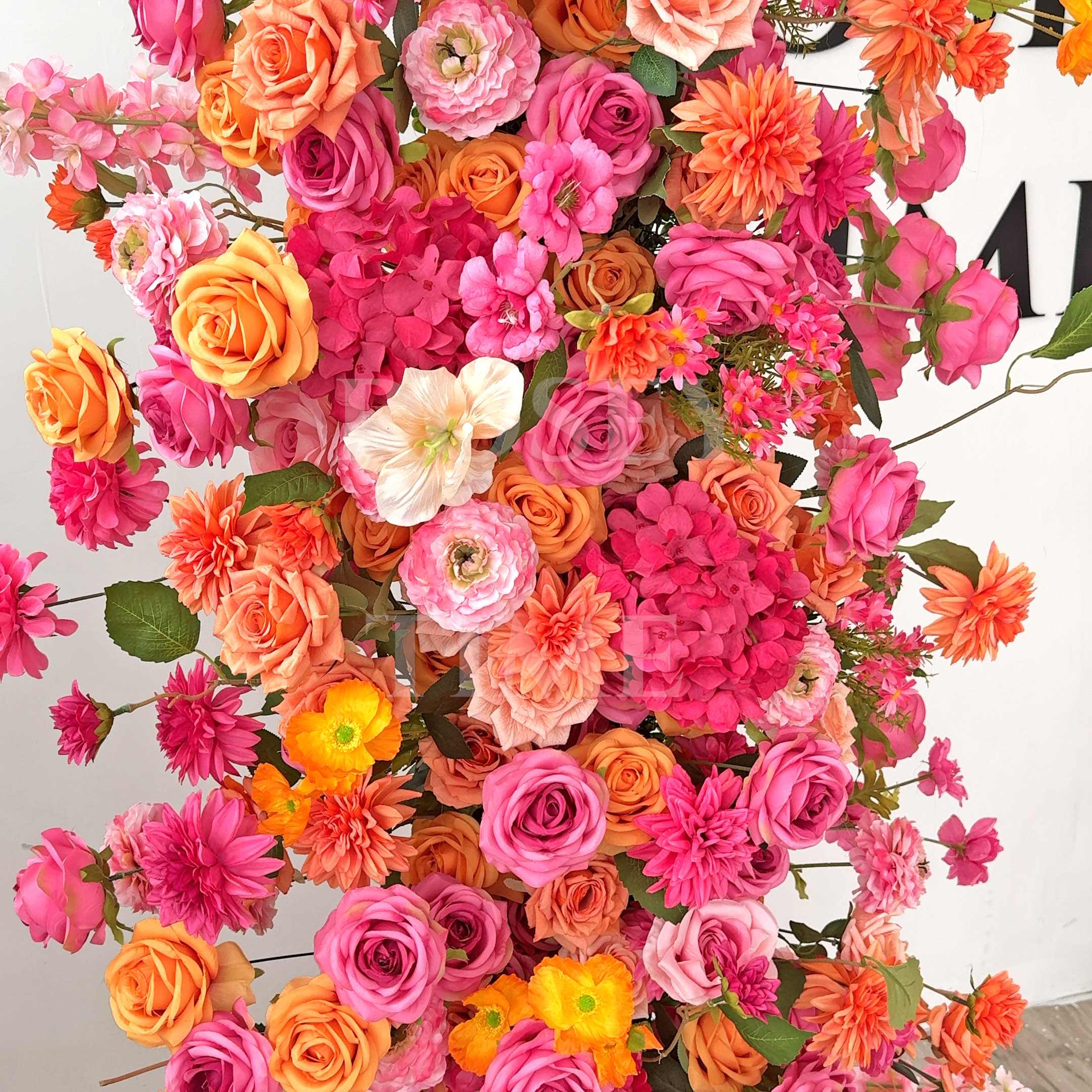 Roseytime Orange Flower Pillars Arch with Frame #RTP098