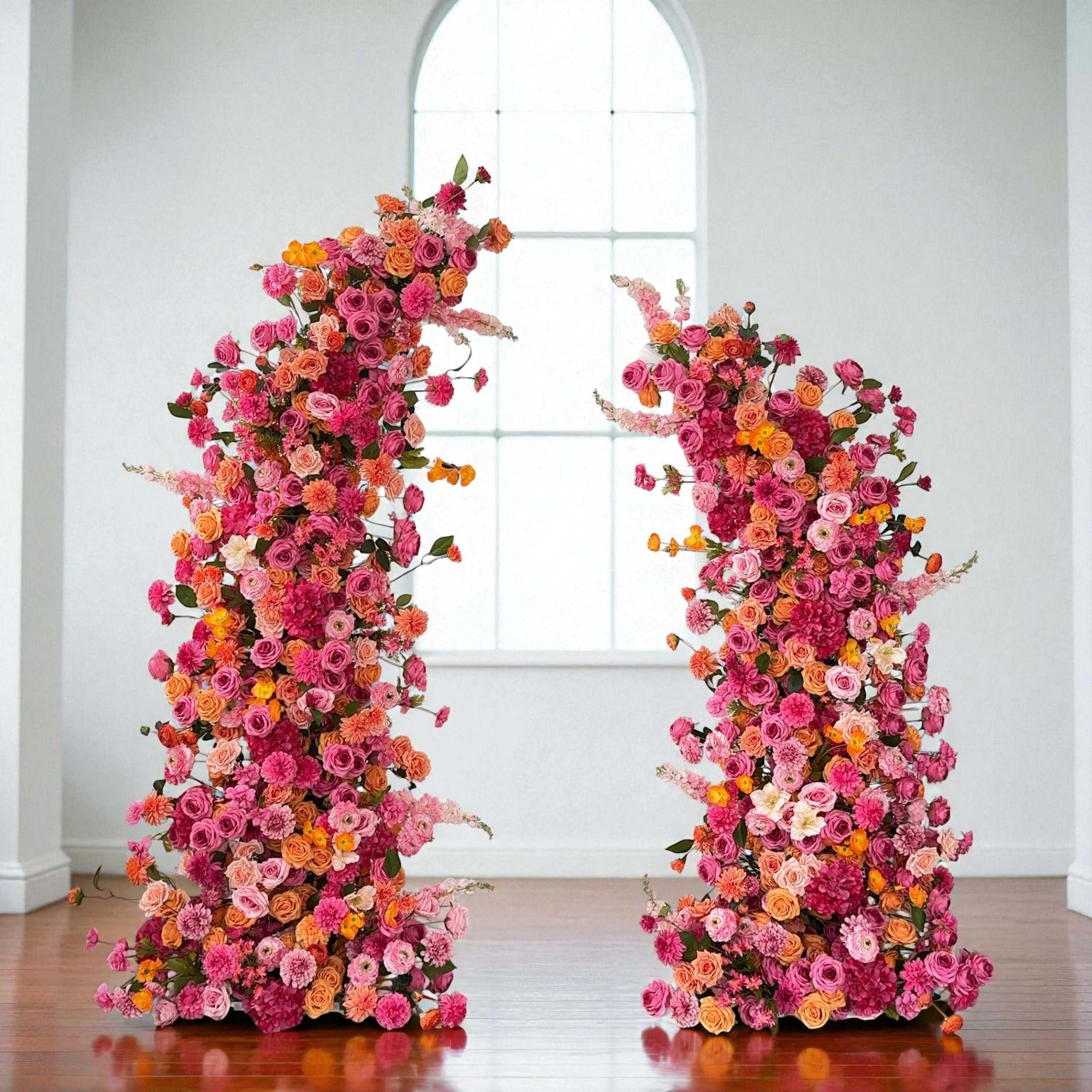 Roseytime Orange Flower Pillars Arch with Frame #RTP098