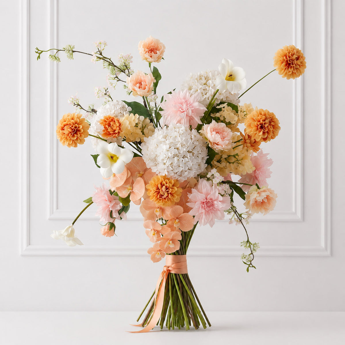 Roseytime Peach&Orange Amara Table Flower Arrangement #RTT033