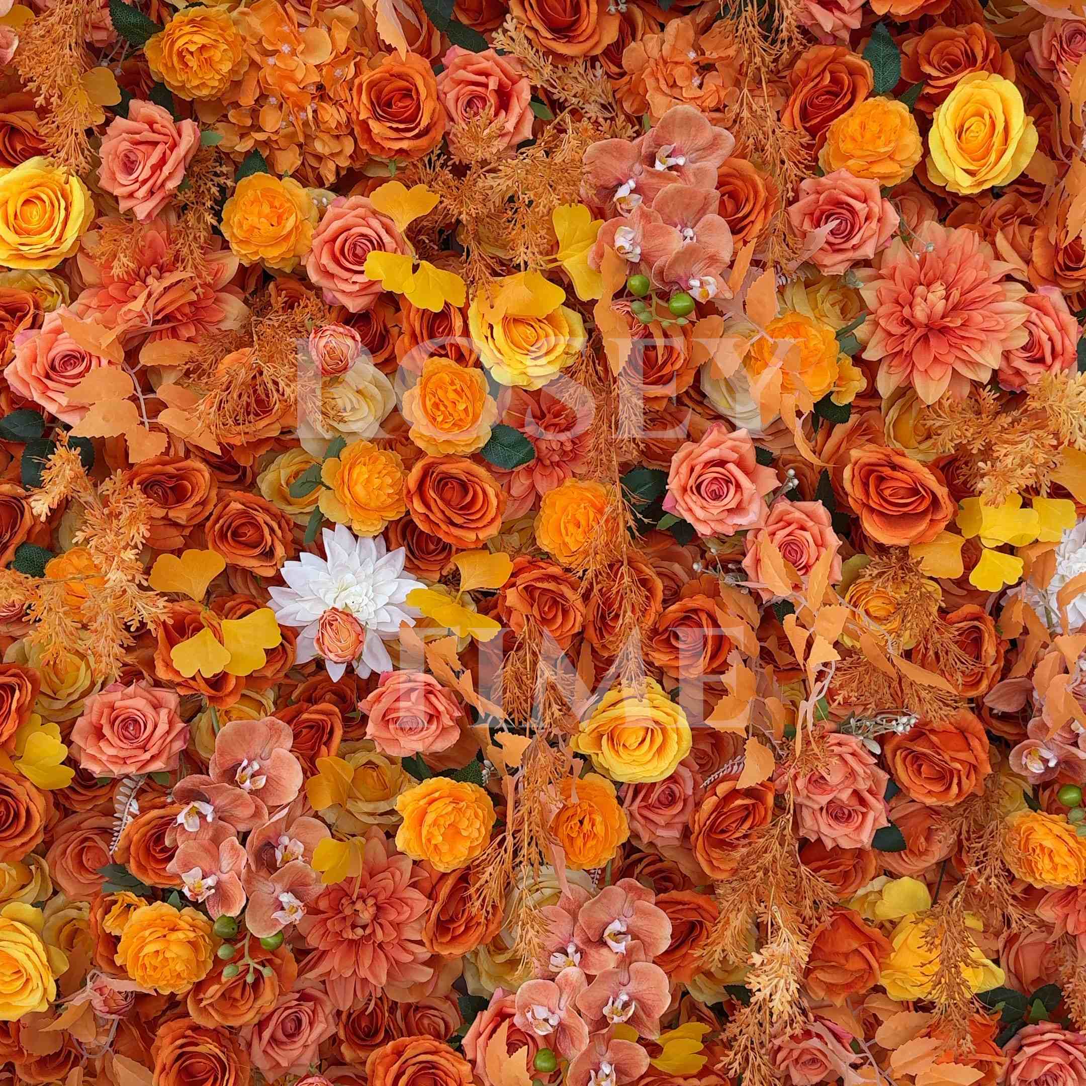 Roseytime 5D Orange Flower Wall Roll Up Fabric Back #RTW202