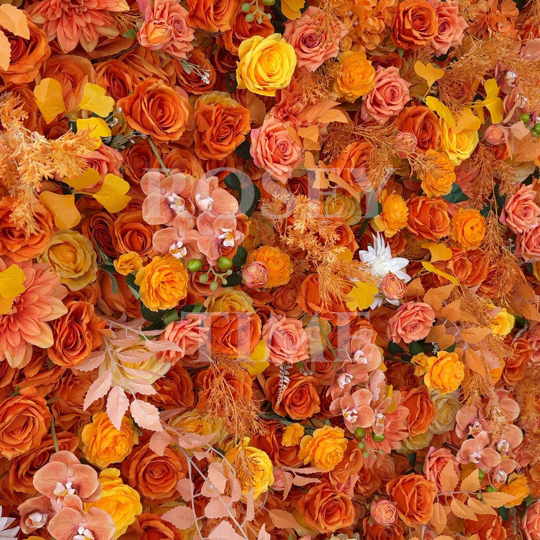 Roseytime 5D Orange Flower Wall Roll Up Fabric Back #RTW202