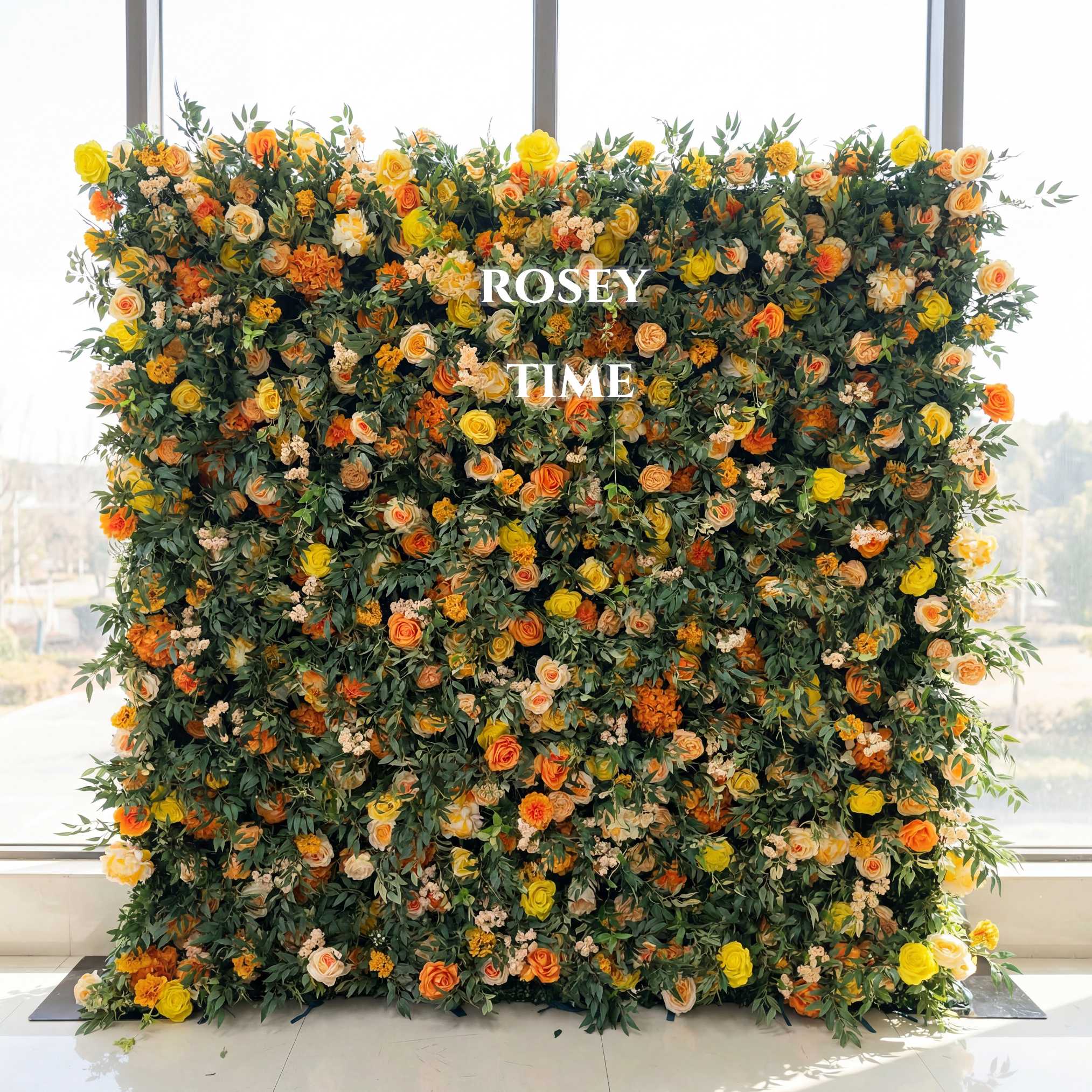 Roseytime 5D Green Artificial Flower Wall Roll Up Fabric Back #RTW280