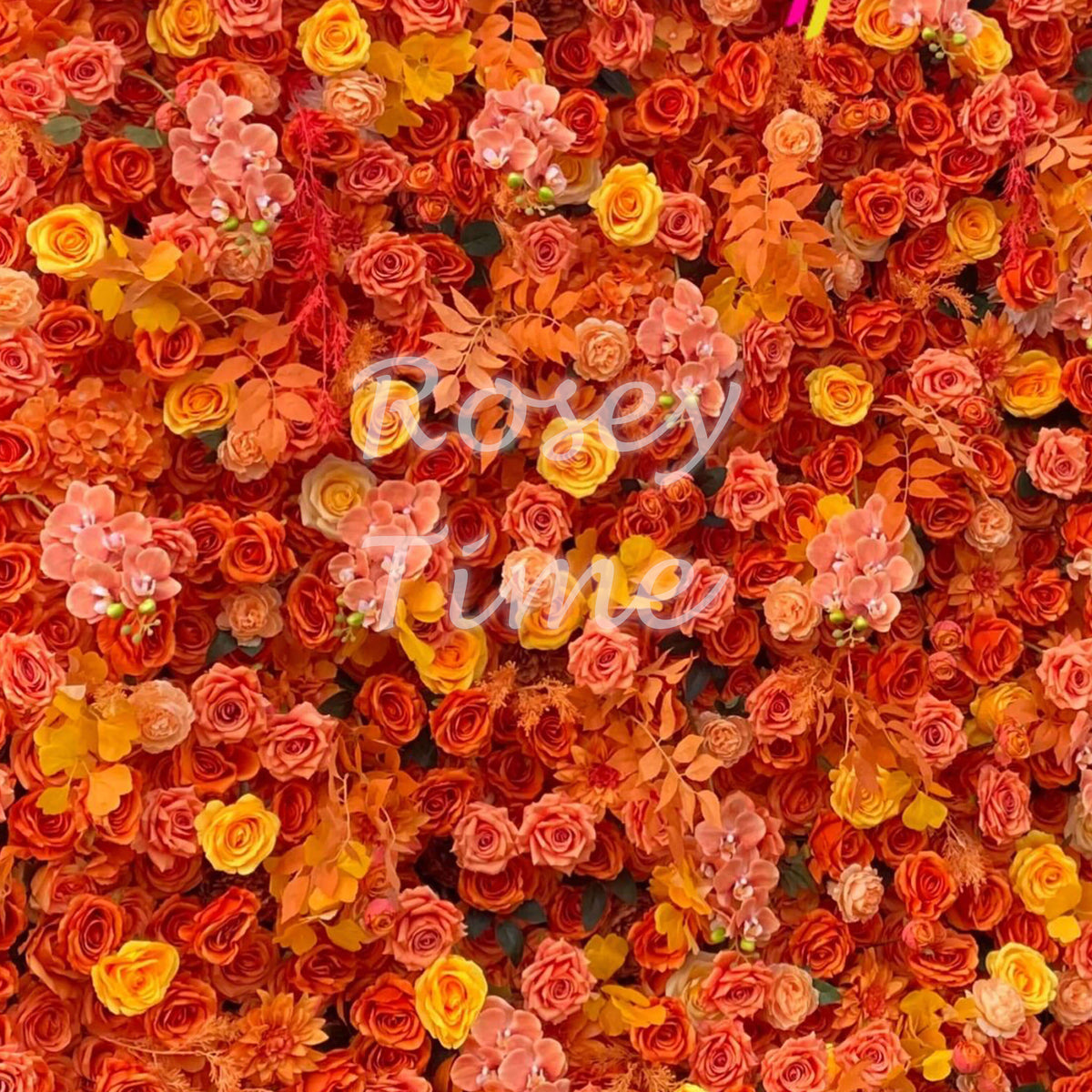 Roseytime 5D Orange Flower Wall Roll Up Fabric Back #RTW202