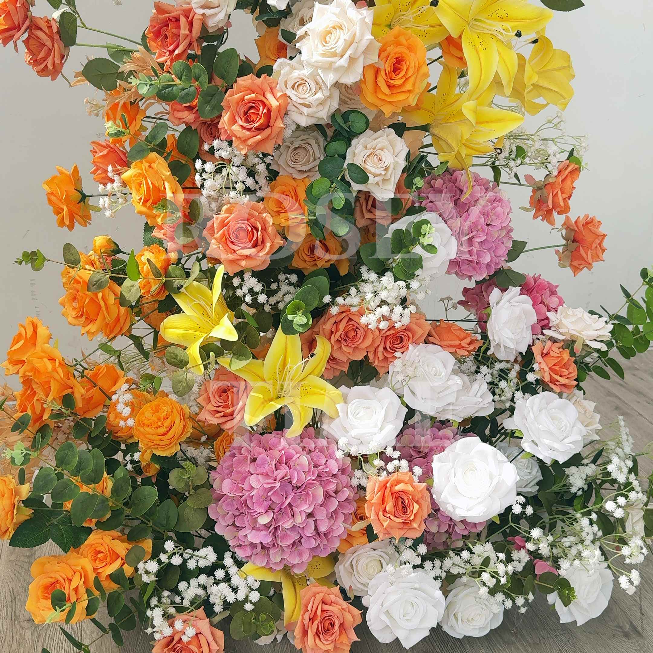 RoseyTime Orange&Yellow Flower Arch n-shape Round Arch #RTA416