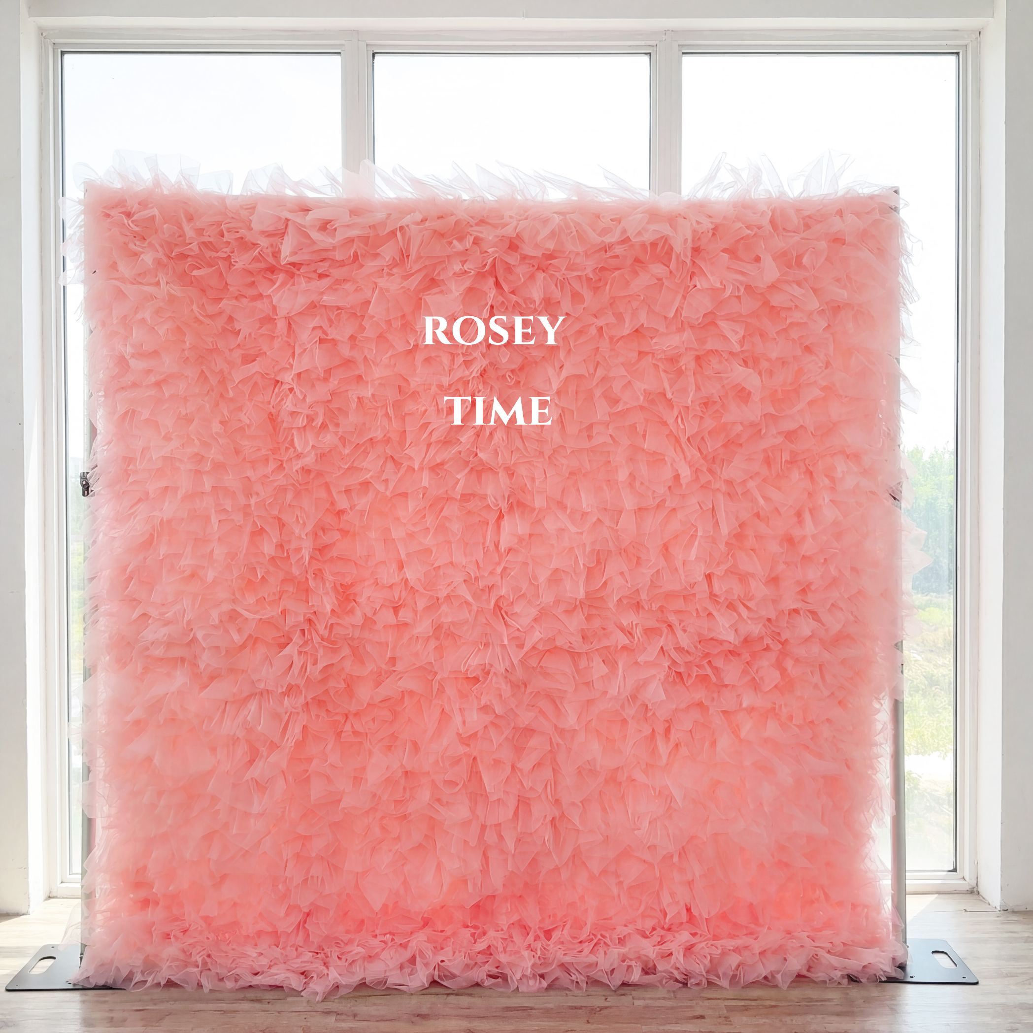 Roseytime Peach Pink Tulle Wall Roll Up Fabric Back #RTW390