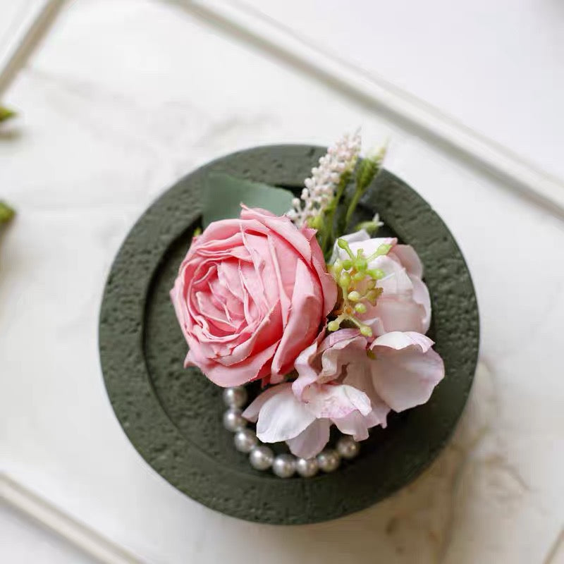 Roseytime Pink Wrist Corsage for Wedding RTWC012