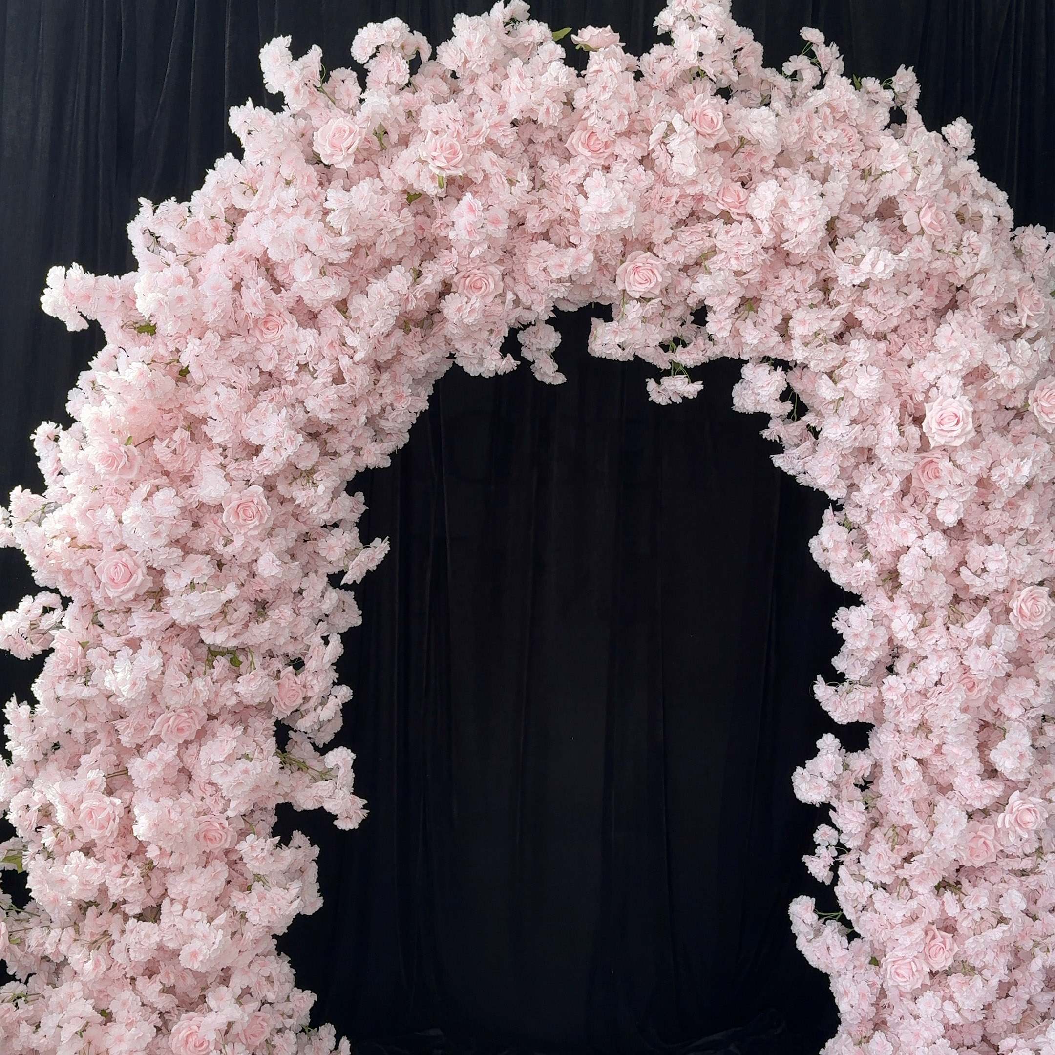 RoseyTime Pink Cherry Blossoms Flower Arch n-shape Round Arch #RTA157