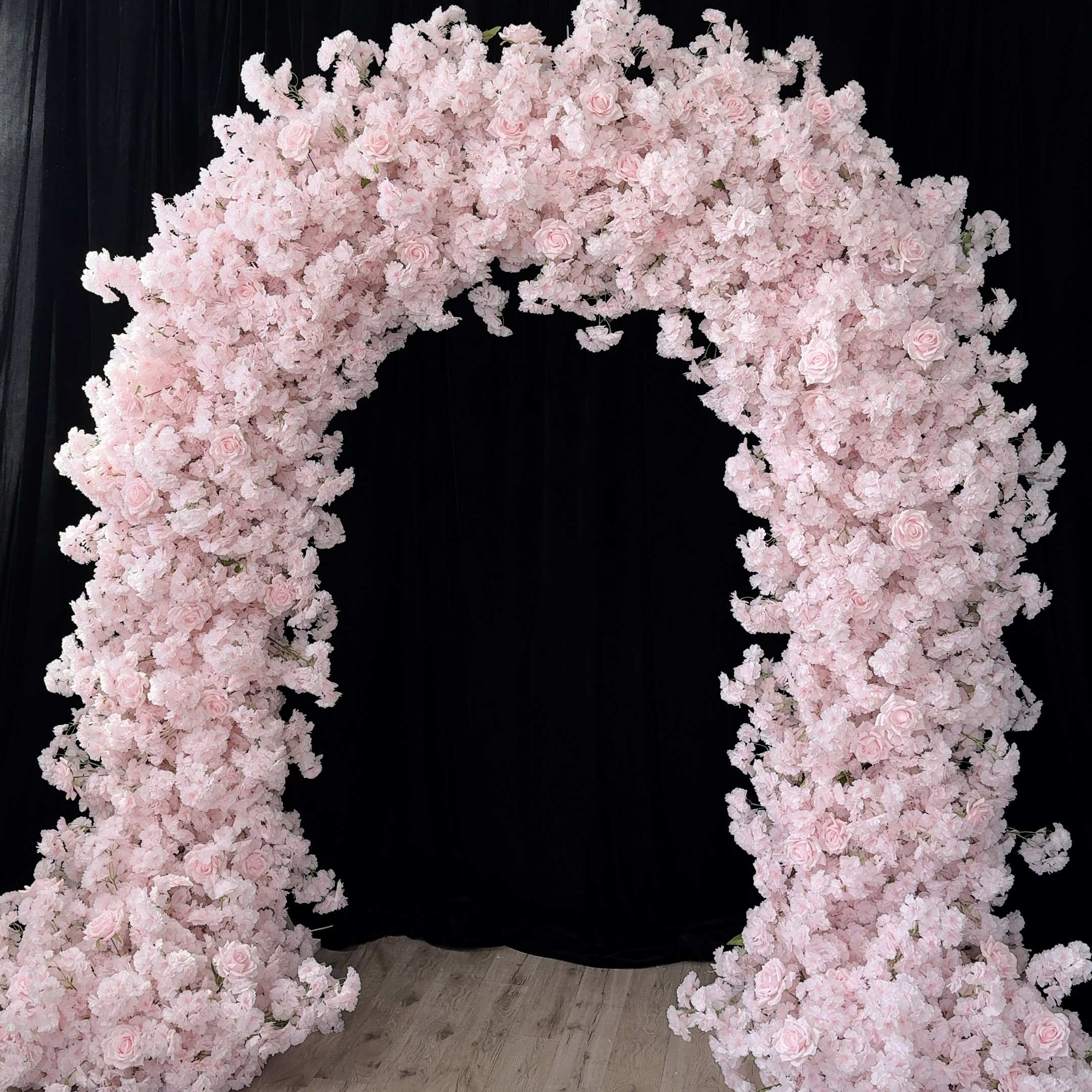 RoseyTime Pink Cherry Blossoms Flower Arch n-shape Round Arch #RTA157