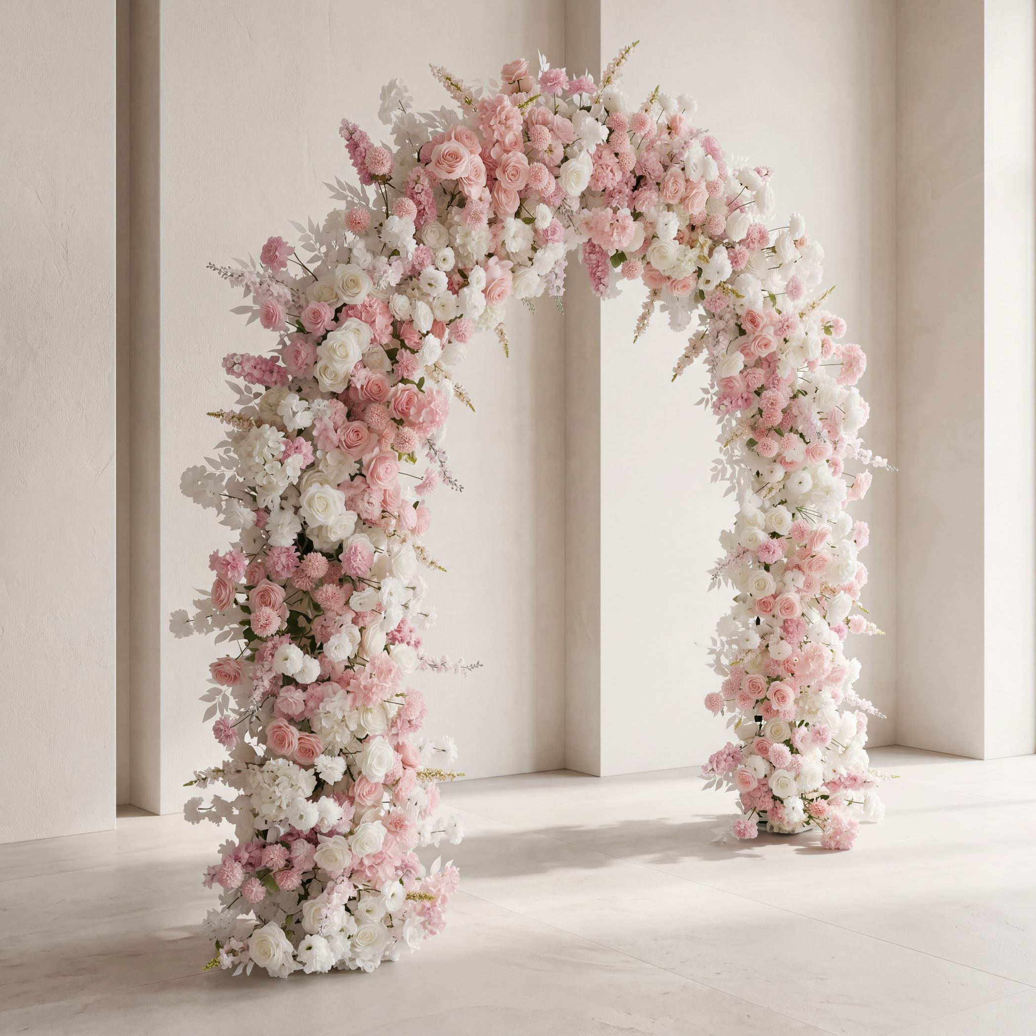 RoseyTime White&Pink Flower Round Arch With Frame #RTA093