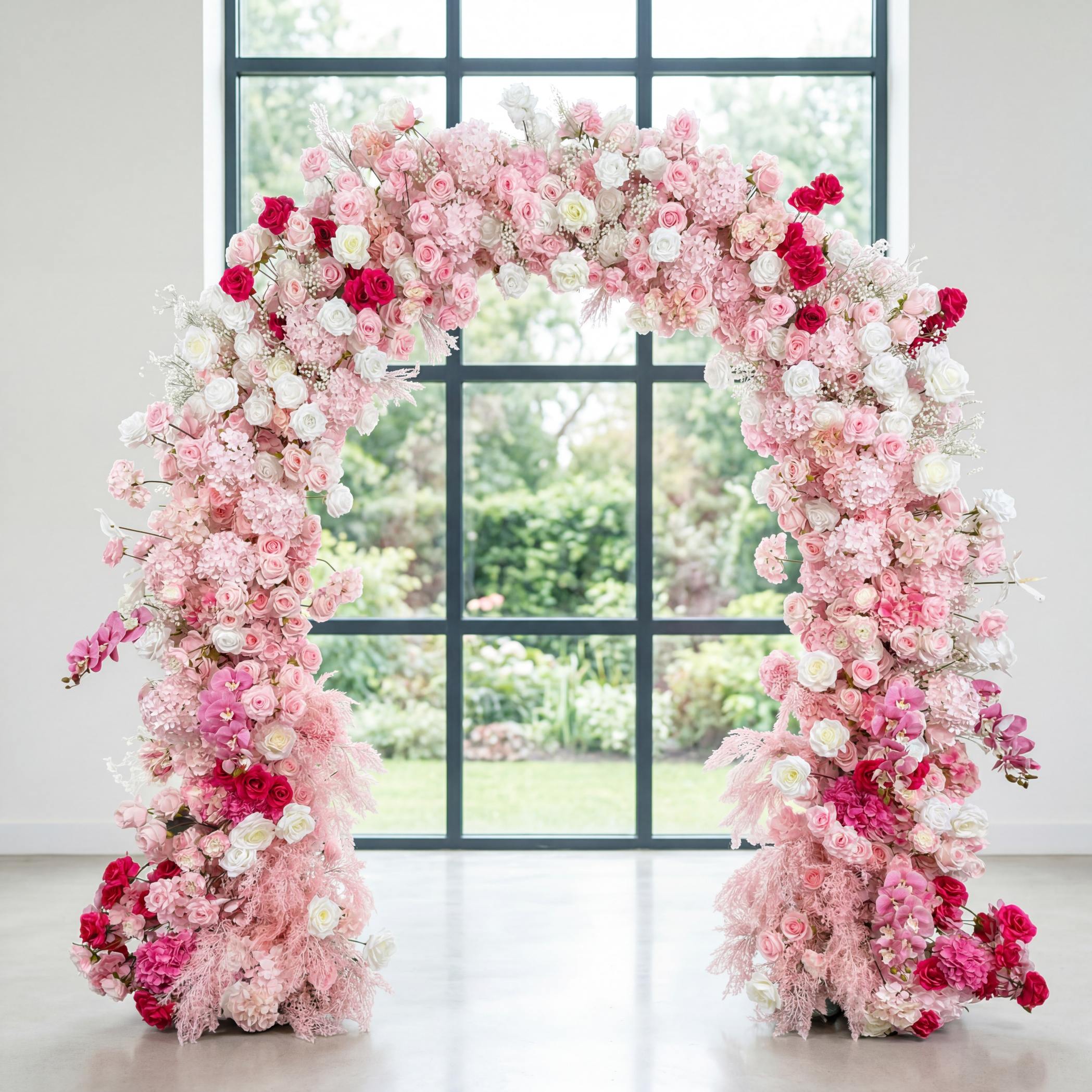 RoseyTime Pink Flower Arch n-shape Round Arch #RTA131