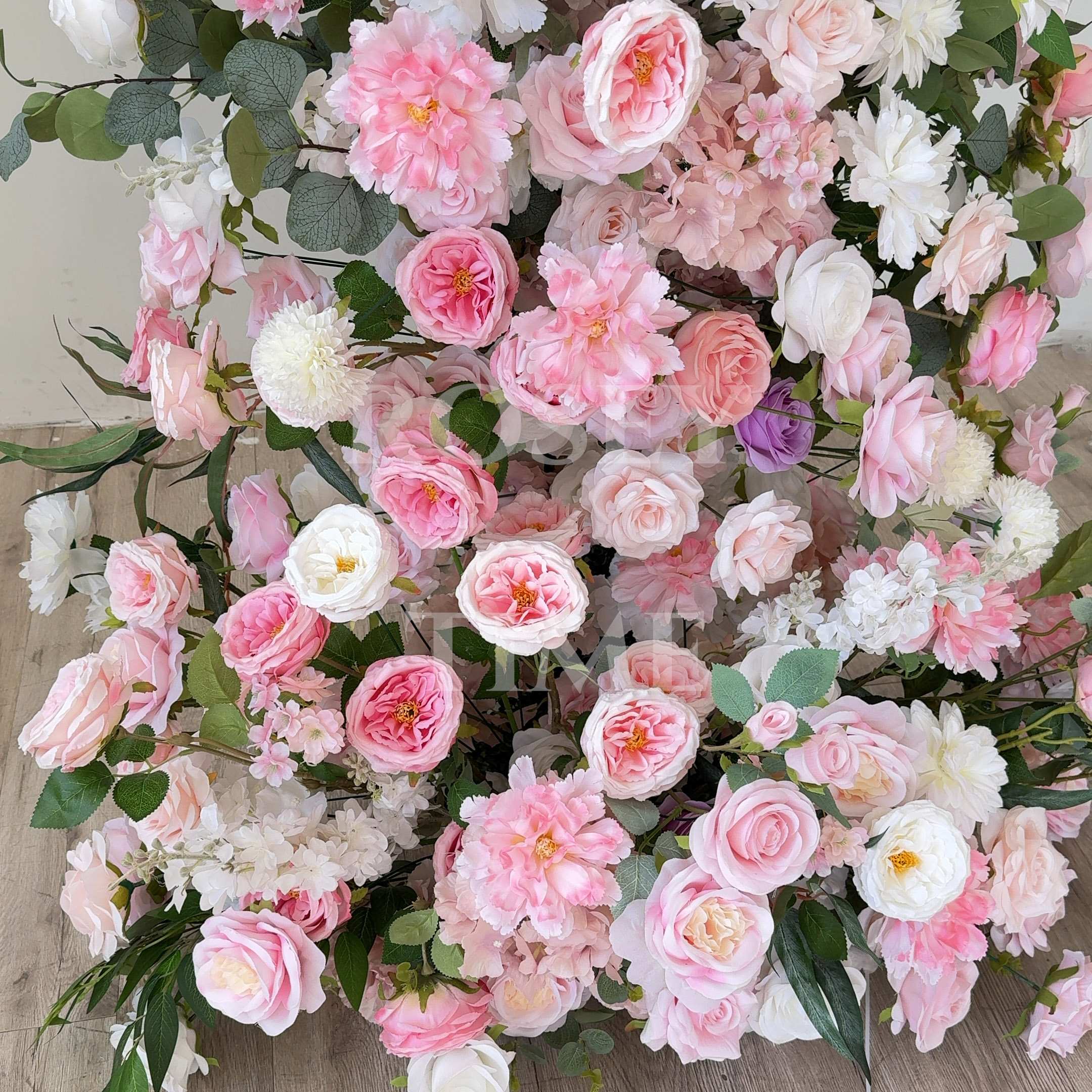 Roseytime Wedding Floral Pillars Arch Withe Pink Flowers with Frame #RTP002