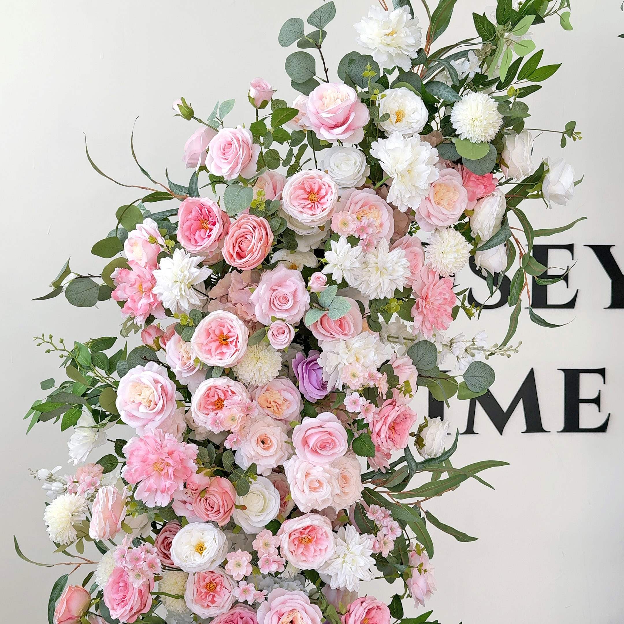 Roseytime Wedding Floral Pillars Arch Withe Pink Flowers with Frame #RTP002