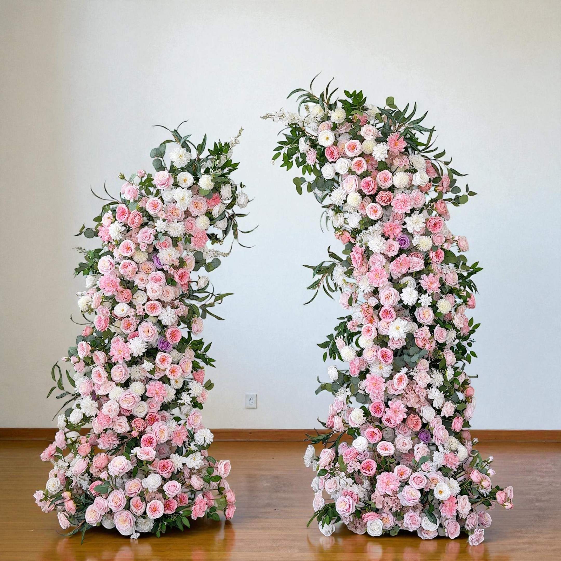 Roseytime Wedding Floral Pillars Arch Withe Pink Flowers with Frame #RTP002