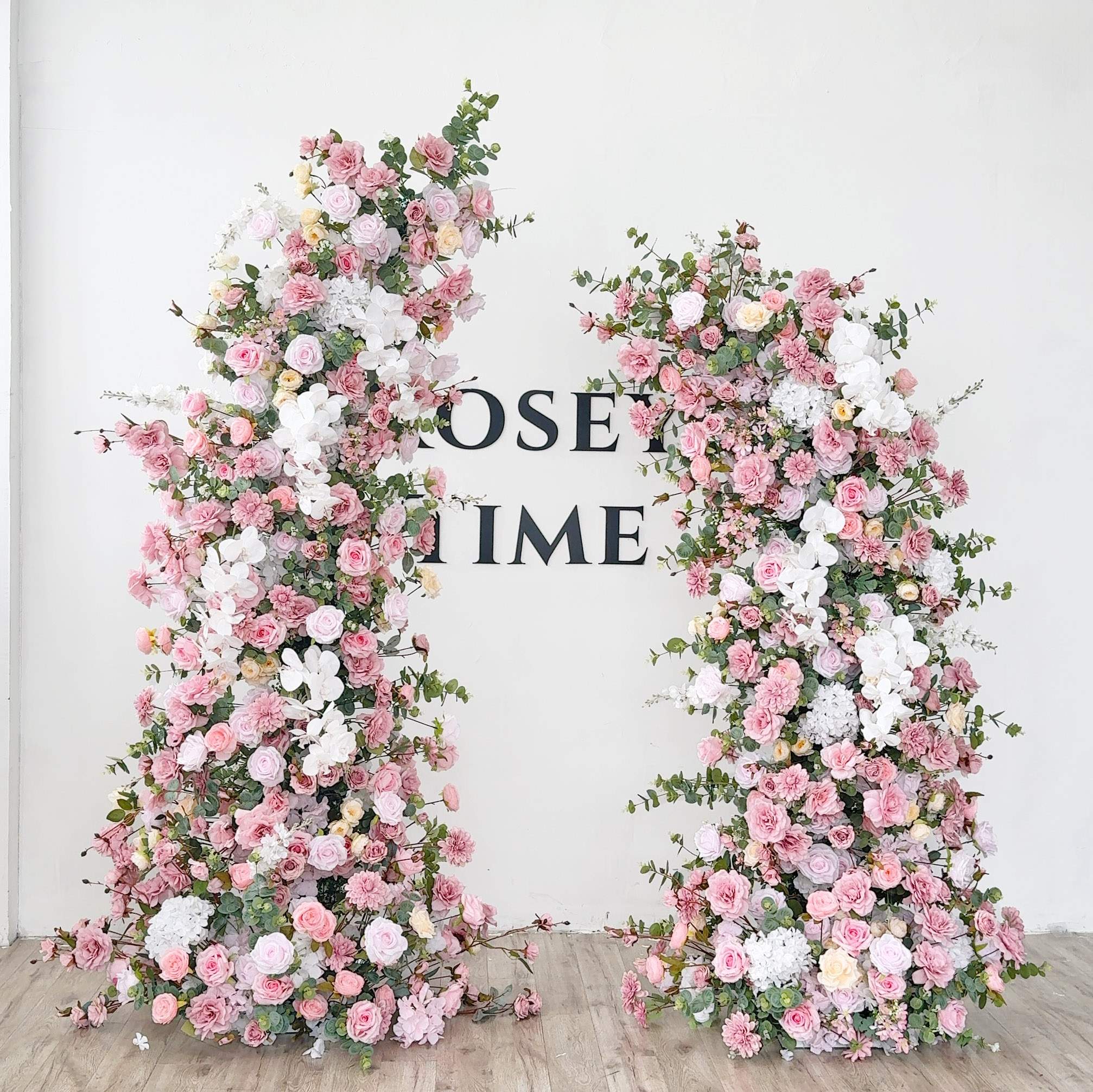 Roseytime Dusty Pink Flower Pillars Arch with Frame #RTP089