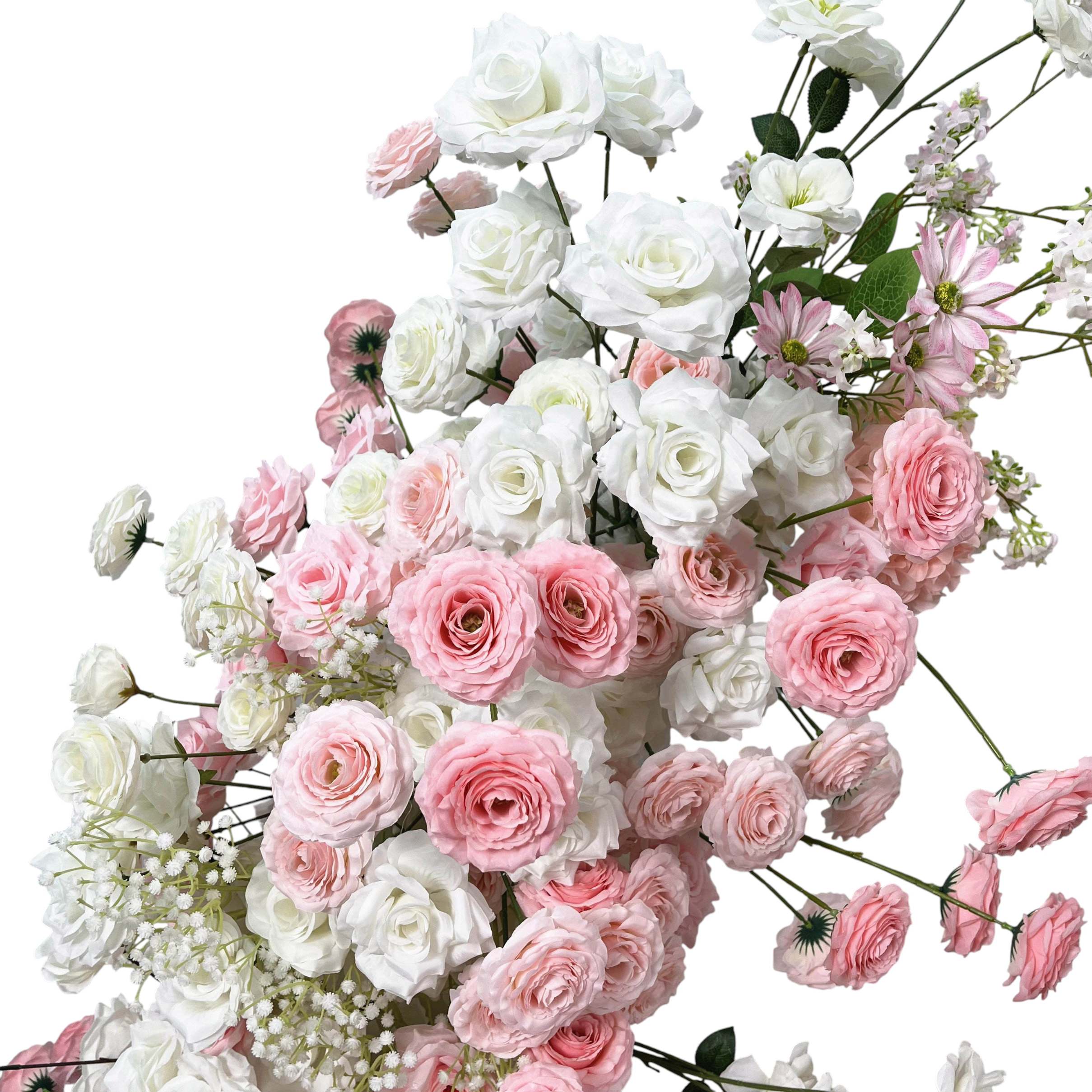 Roseytime 2026 White&Pink Flower Pillars Arch with Frame #RTP096