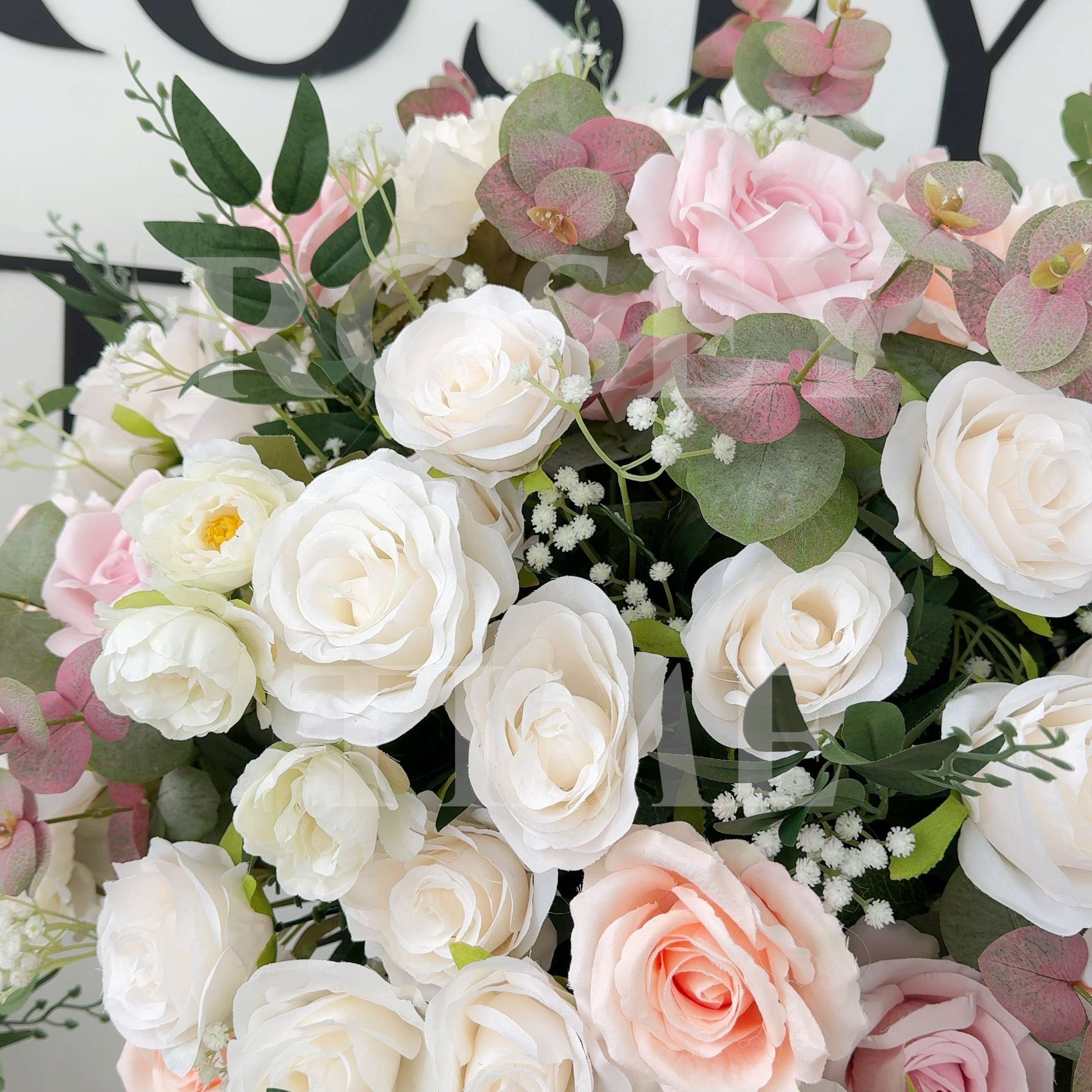 Roseytime Pink&White Wedding Flower Runner #RTR051