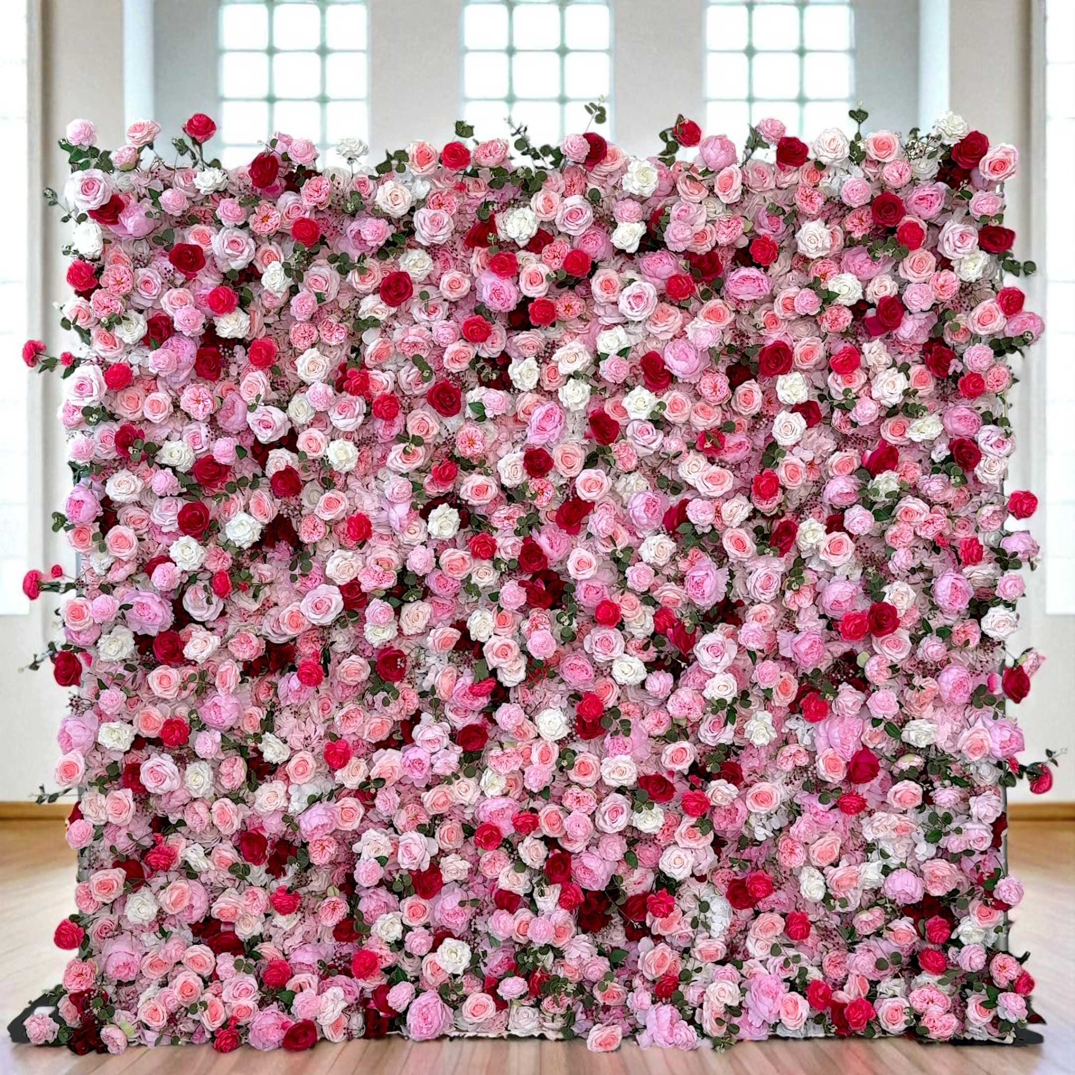 Roseytime 5D Pink&Red Flower Wall Roll Up Fabric Back #RTW318