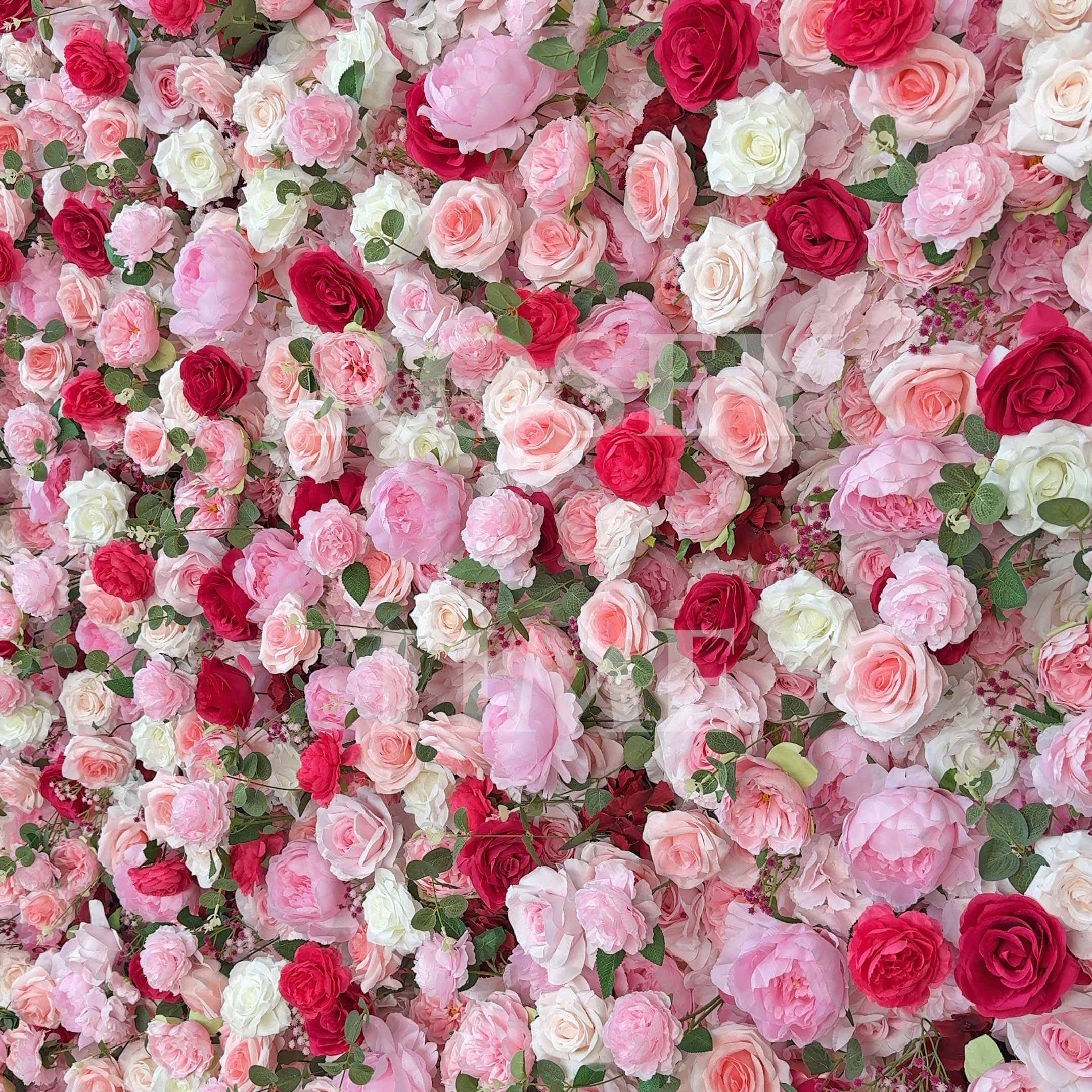 Roseytime 5D Pink&Red Flower Wall Roll Up Fabric Back #RTW318