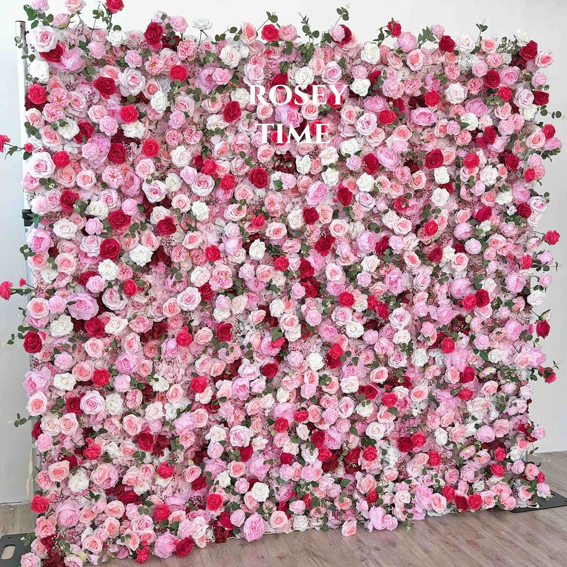 Roseytime 5D Pink&Red Flower Wall Roll Up Fabric Back #RTW318