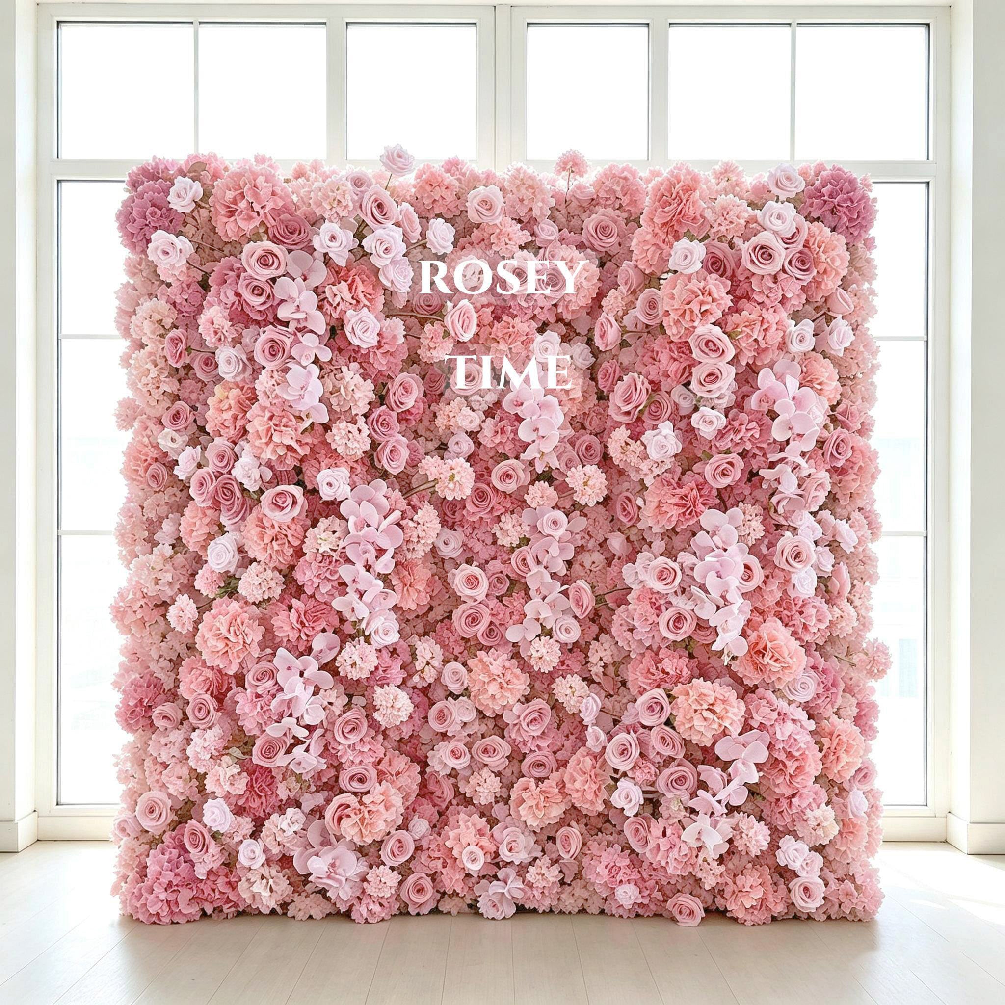 Roseytime 5D Misty Pink  Flower Wall Roll Up Fabric Back #RTW451