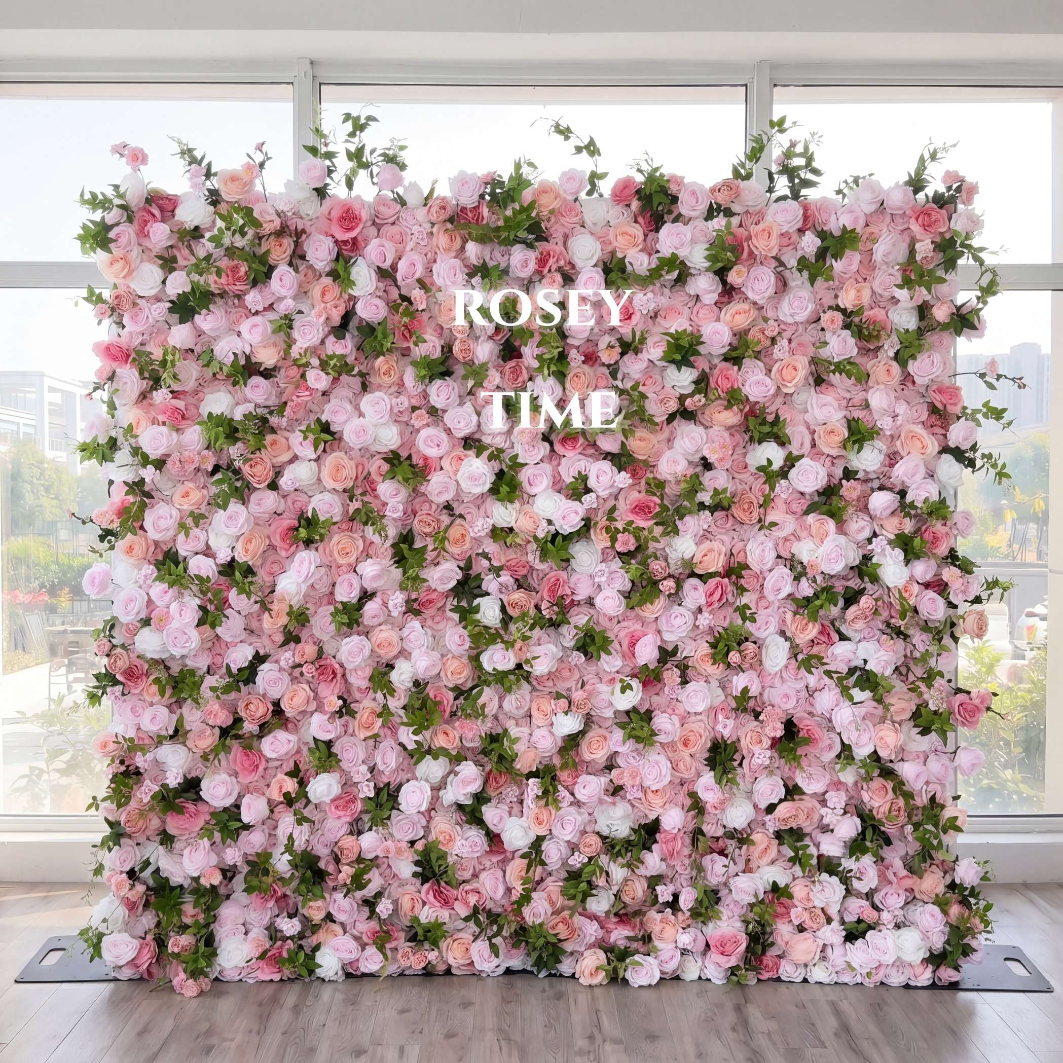 Roseytime 5D Pink Flower Wall Roll Up Fabric Back #RTW237