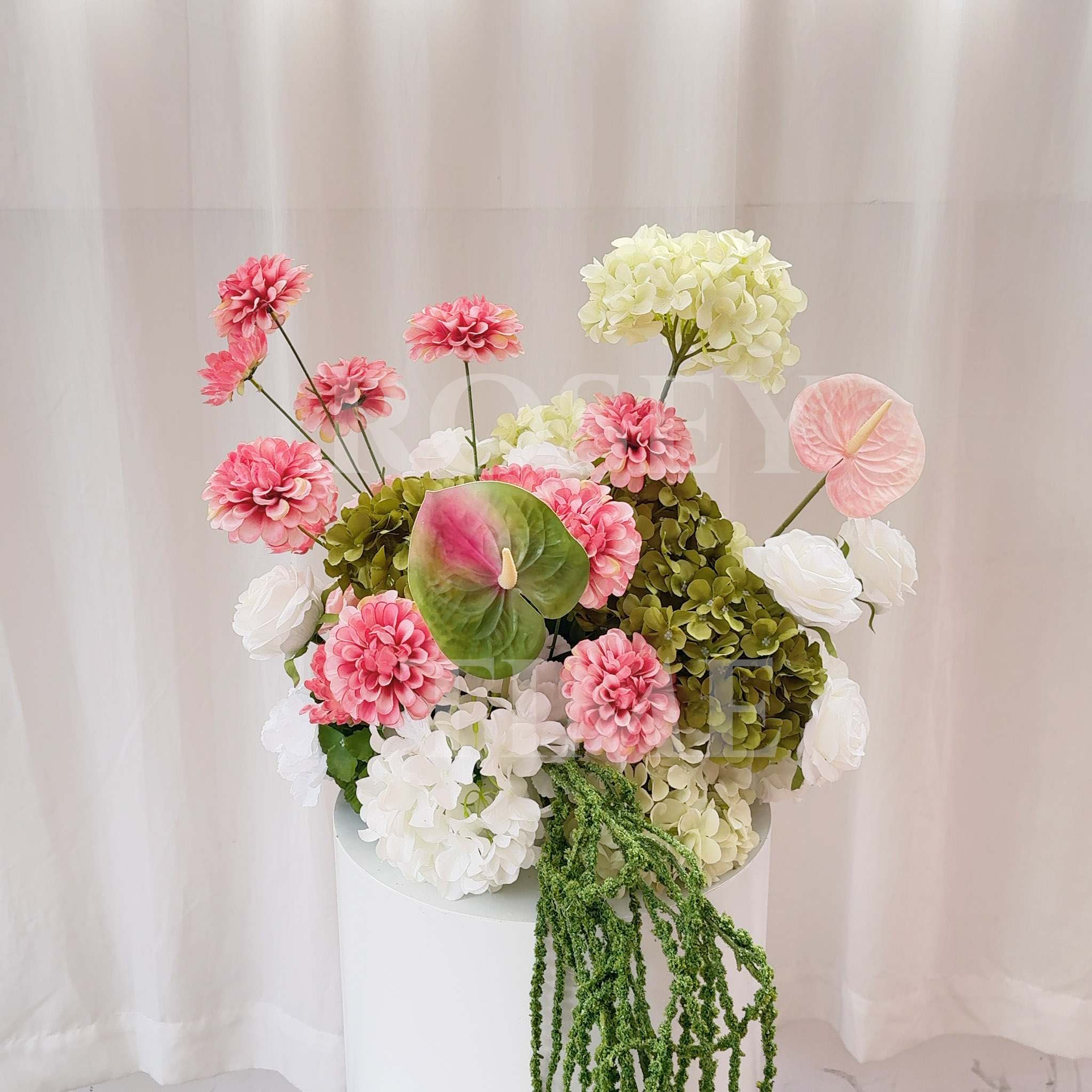 Roseytime 2026 Verdant Blush Flower Pillars Arch with Frame #RTP122