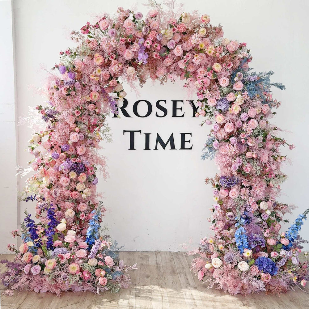 RoseyTime Dusty Purple&Pink Wedding Flower Arch n-shape Round Arch