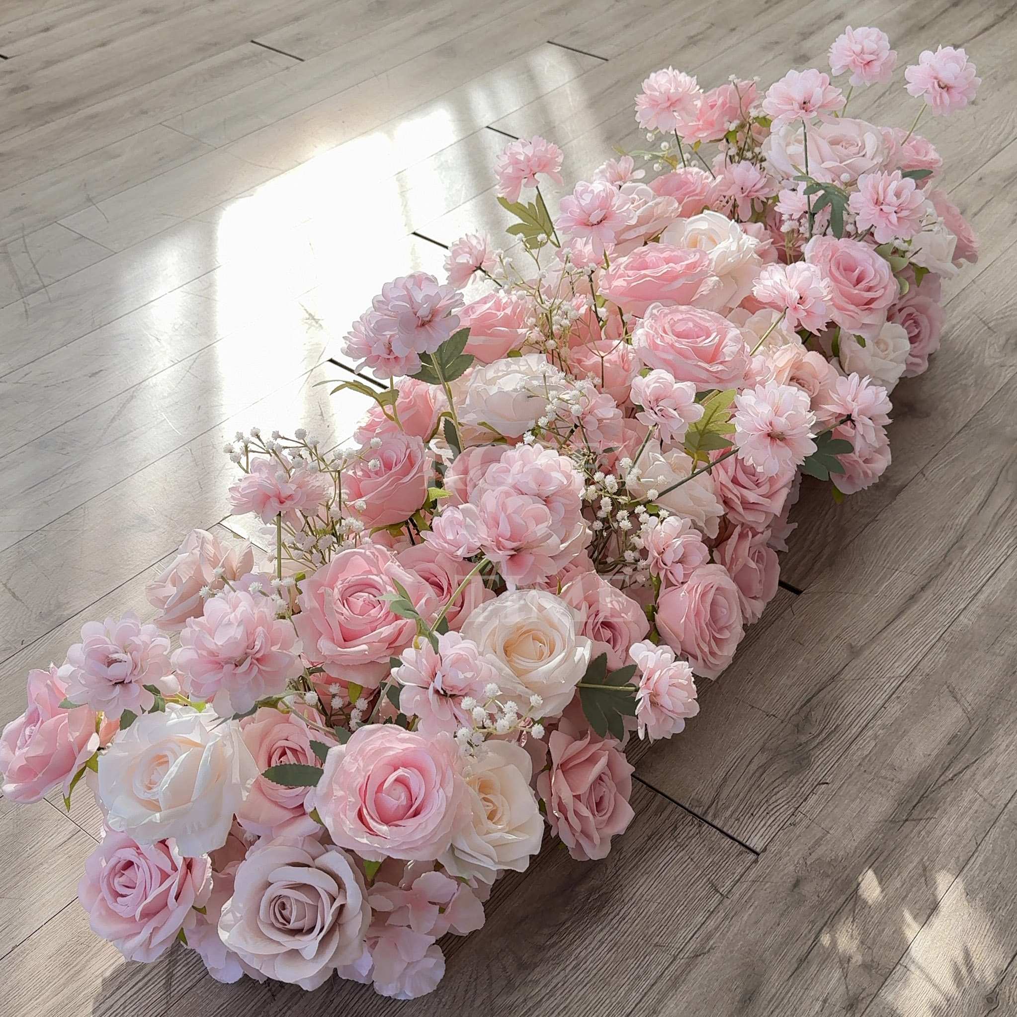 Roseytime Baby's Breath Pink Flower Runner Table Flower Decor#RTR028