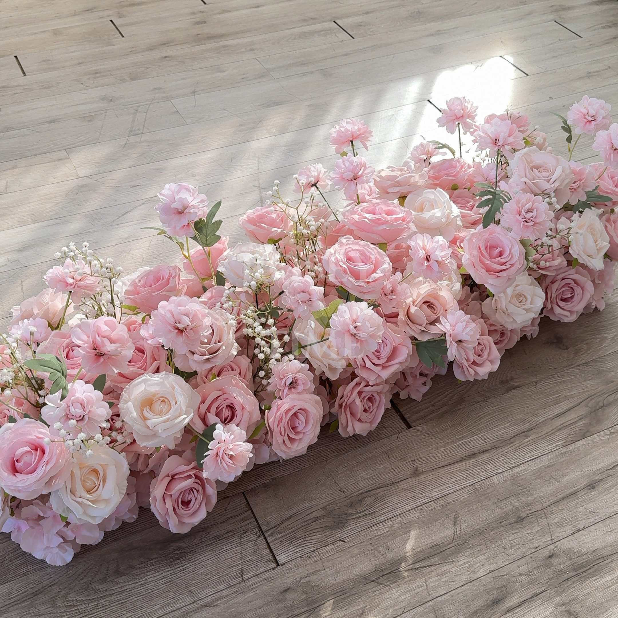 Roseytime Baby's Breath Pink Flower Runner Table Flower Decor#RTR028