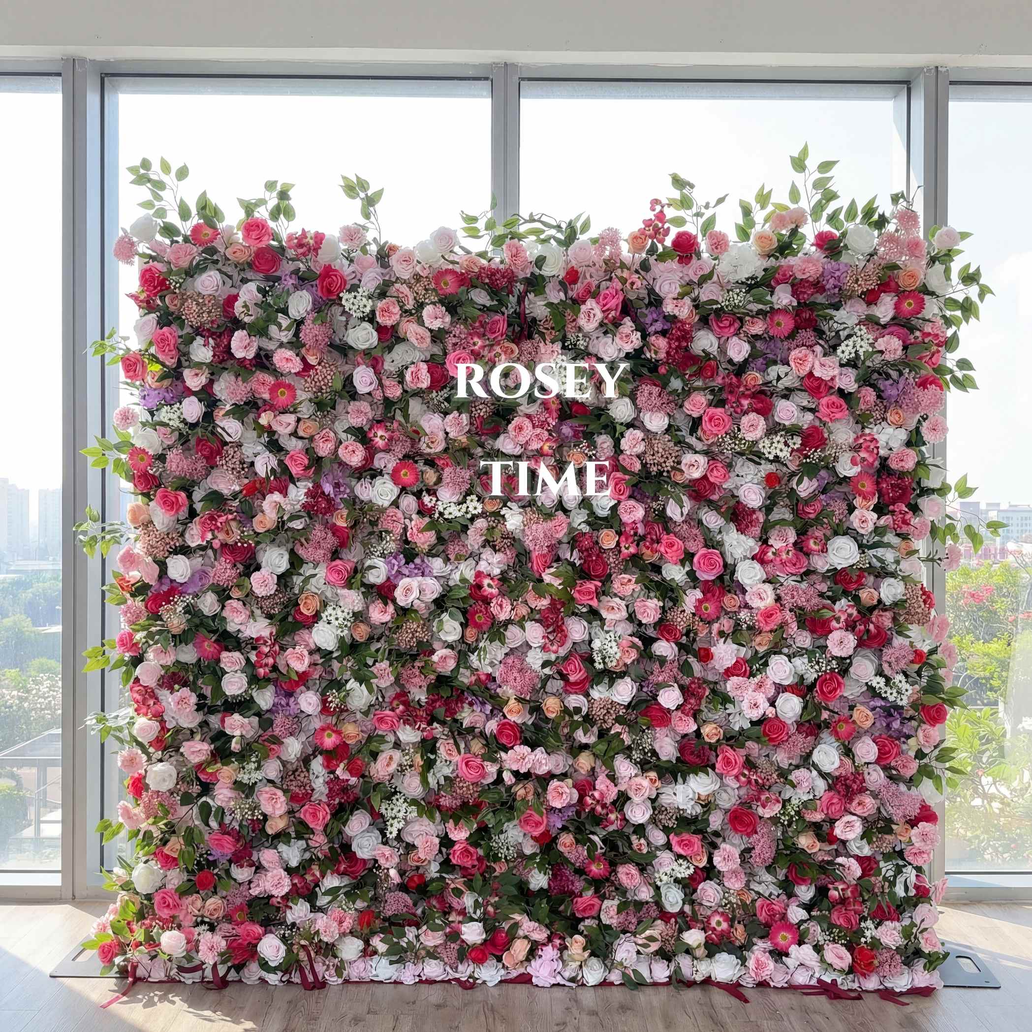 Roseytime 5D Spring Colorful Pink Flower Wall Roll Up Fabric Back #RTW366