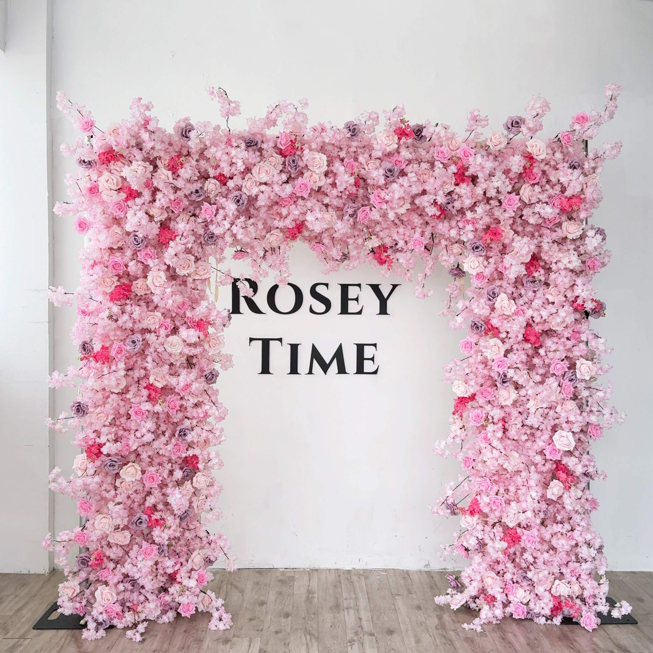Roseytime Pink Cherry Blossoms Square Flower Arch Fabric Back Roll Up #RTA033