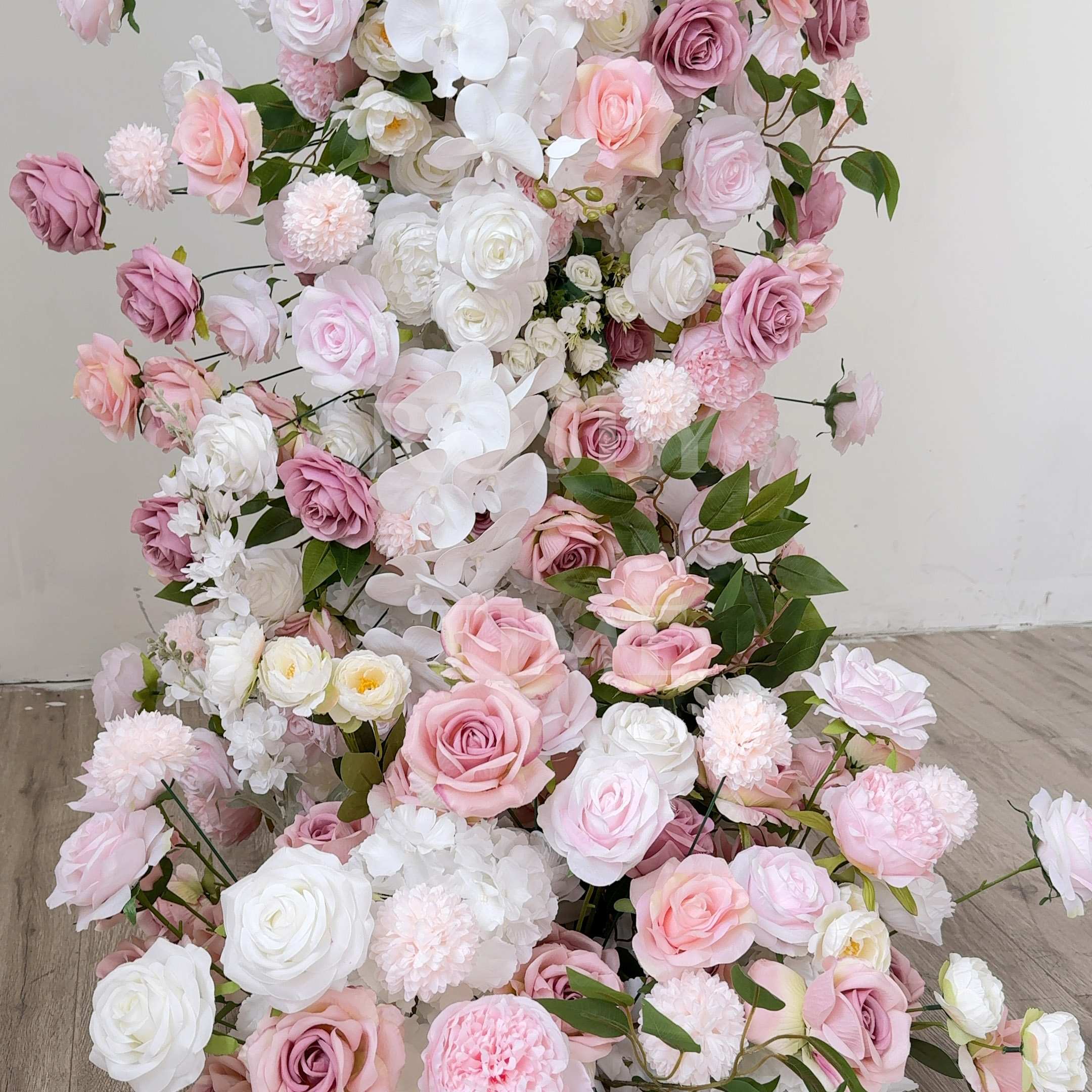 RoseyTime White&Pink Arch n-shape Round Flower Arch #RTA365
